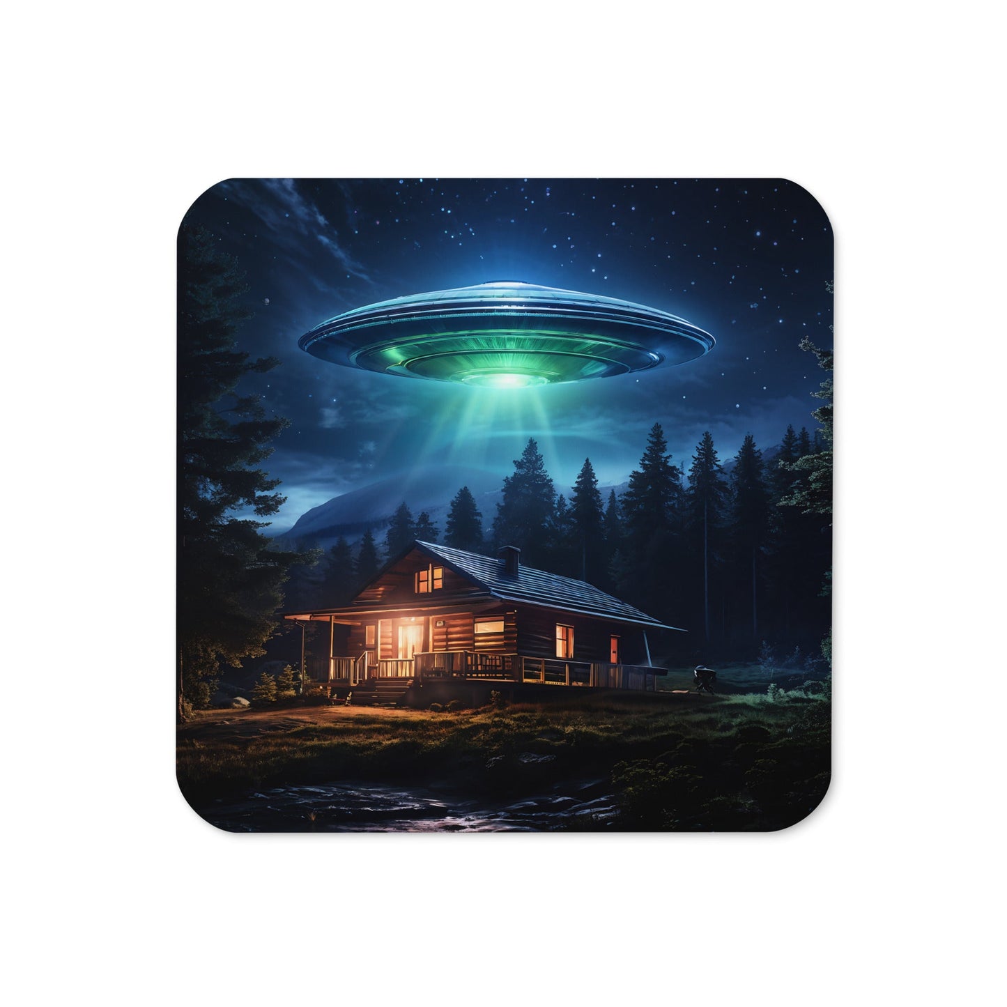 UFO Over House Cork - back Coaster - Coasters - Discovery Co.