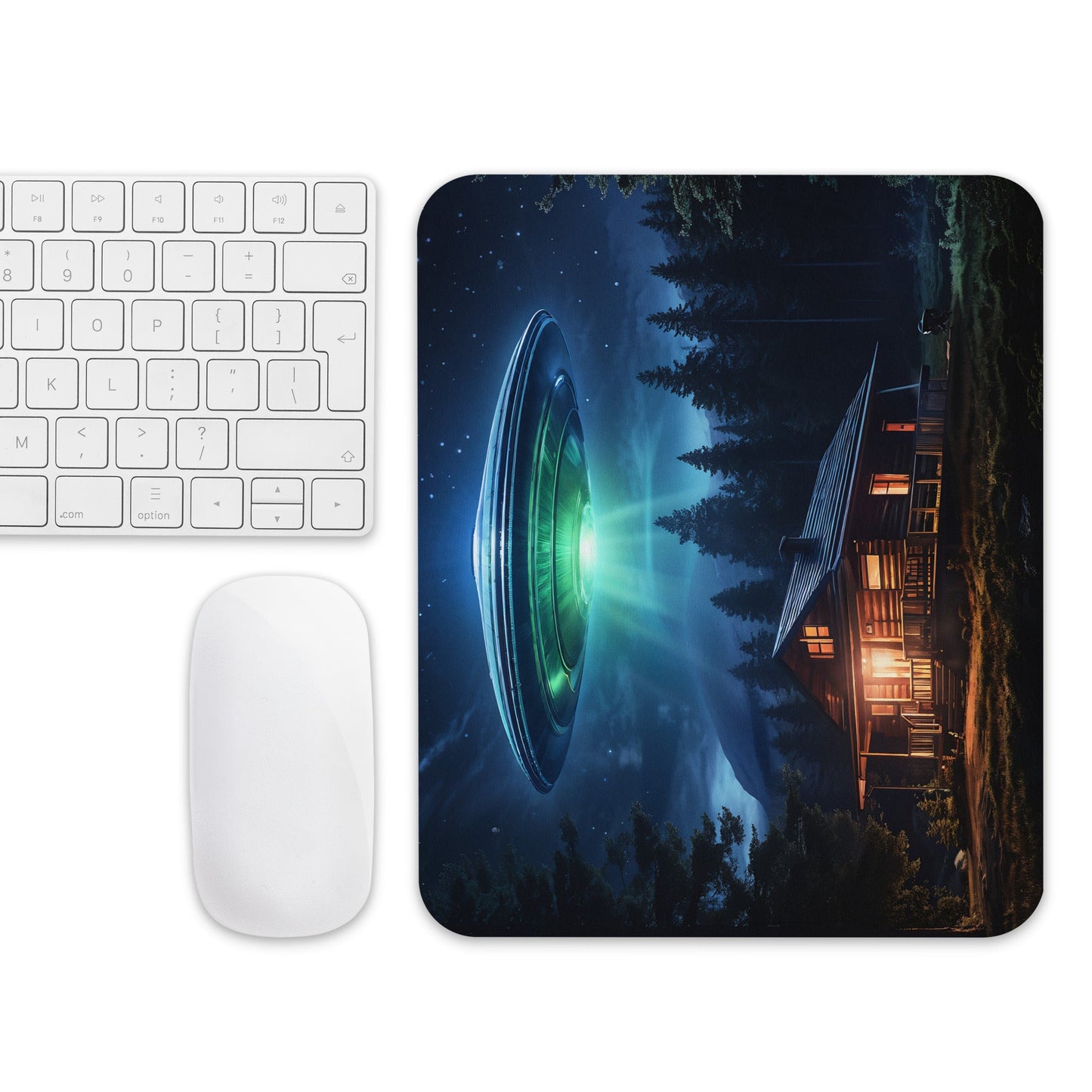 UFO Over House Mouse Pad - Mouse Pads - Discovery Co.