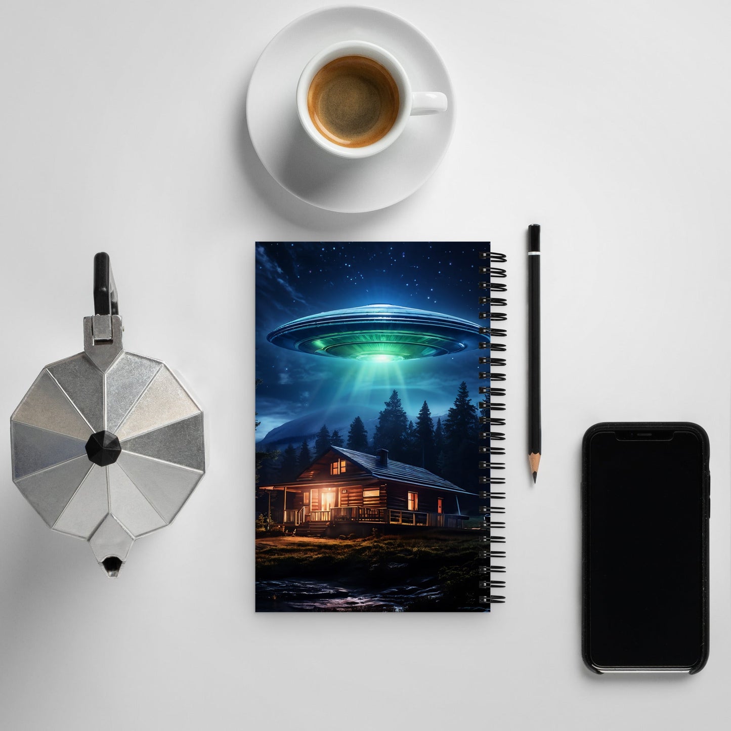 UFO Over House Spiral Notebook - Spiral Notebooks - Discovery Co.