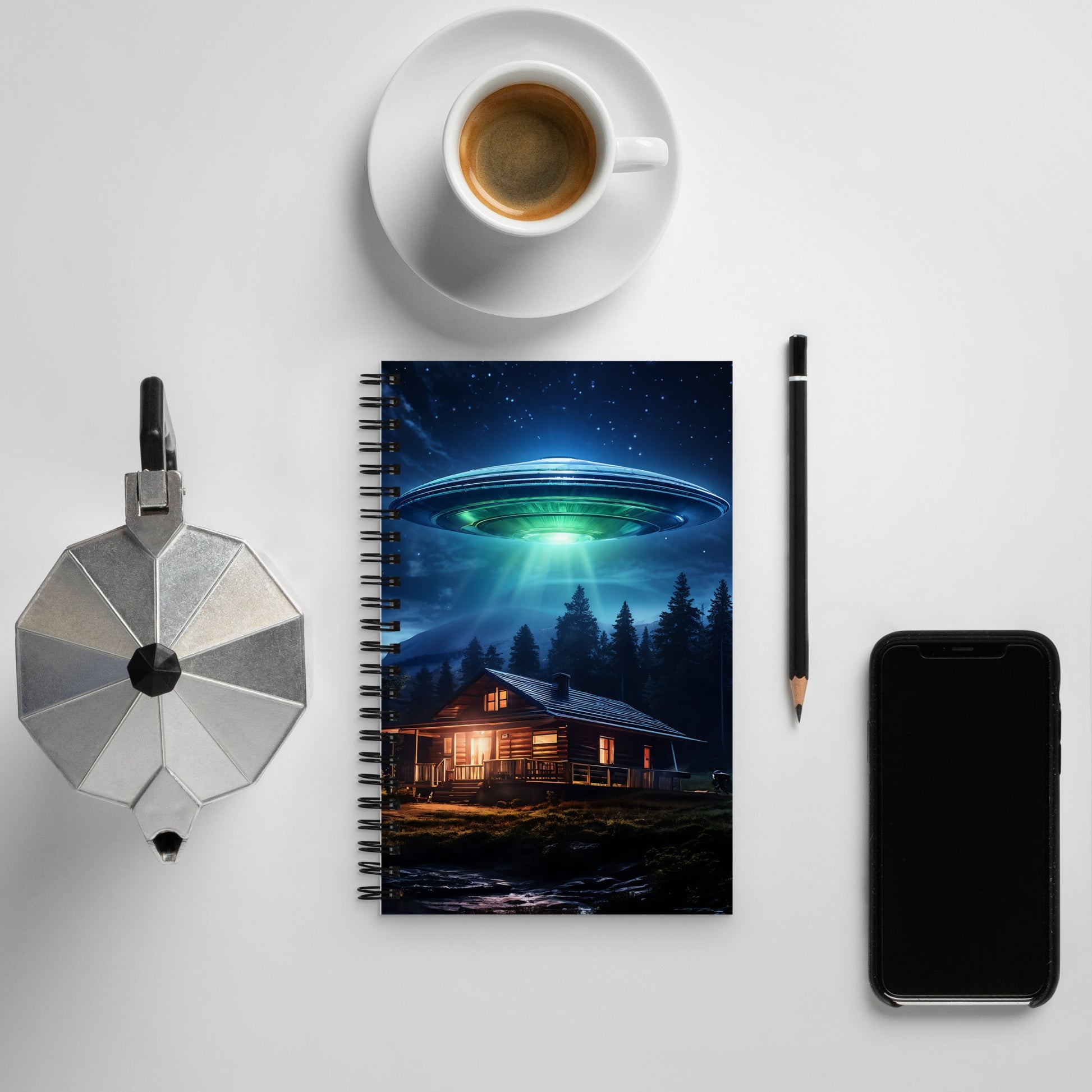 UFO Over House Spiral Notebook - Spiral Notebooks - Discovery Co.