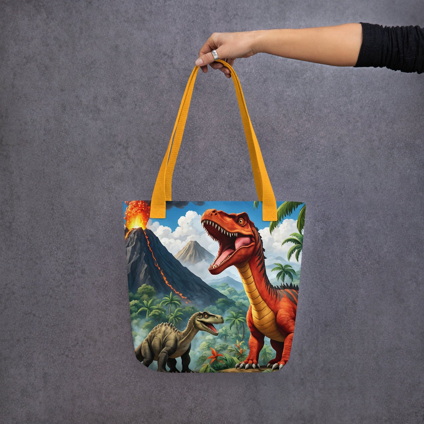 Volcano and Dinosaur Tote Bag - Tote Bags - Discovery Co.