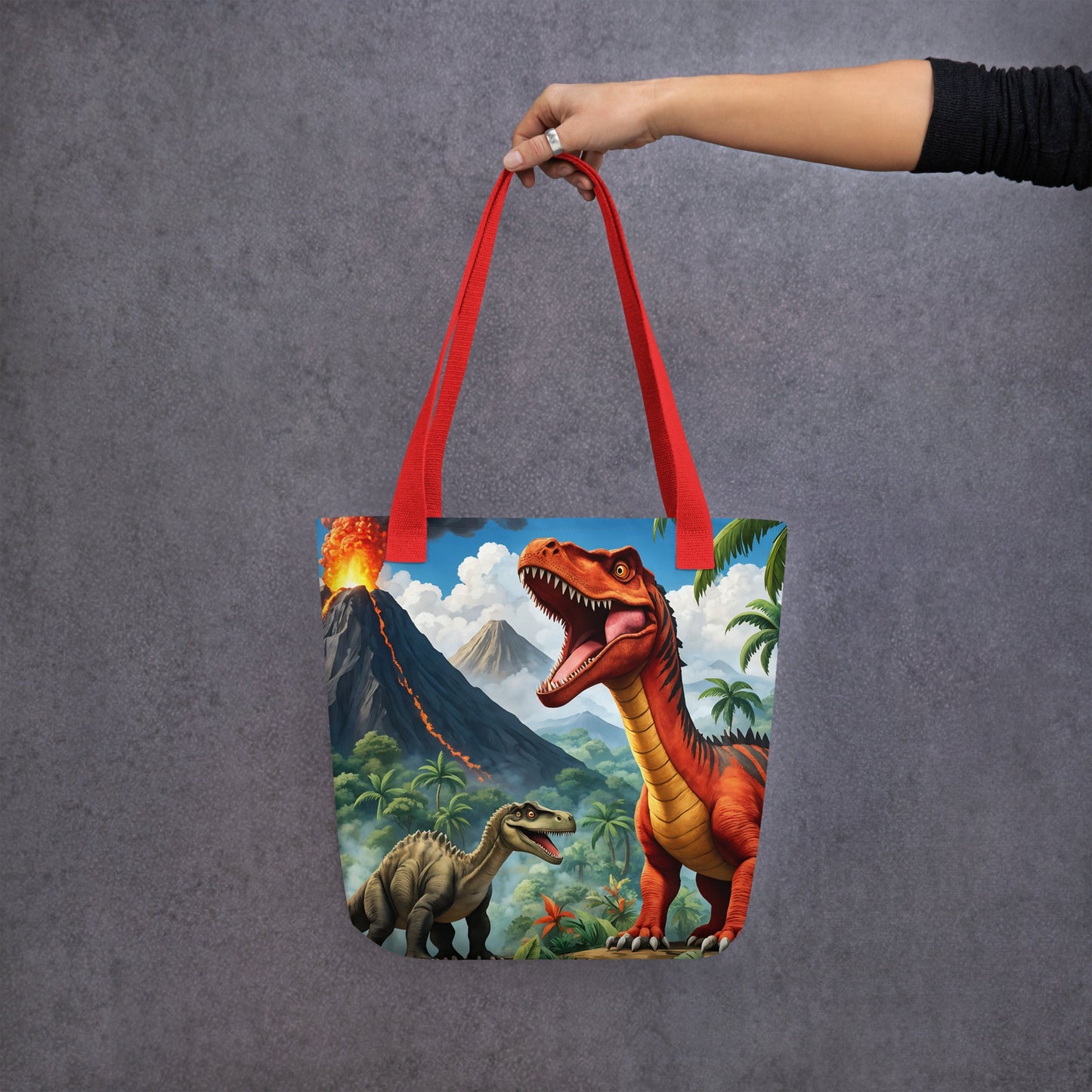 Volcano and Dinosaur Tote Bag - Tote Bags - Discovery Co.