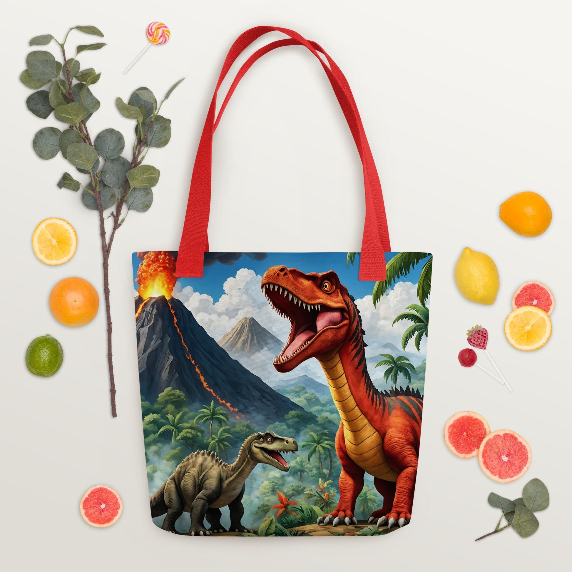 Volcano and Dinosaur Tote Bag - Tote Bags - Discovery Co.