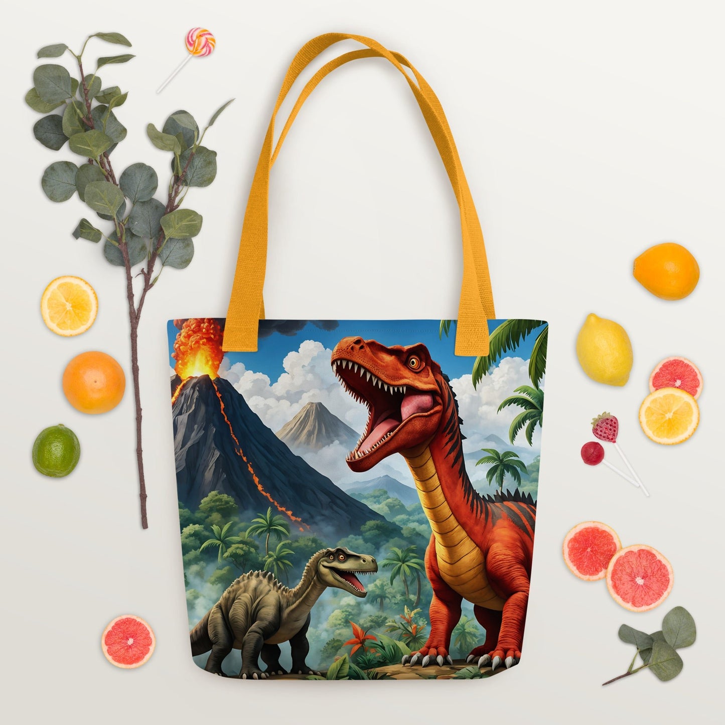 Volcano and Dinosaur Tote Bag - Tote Bags - Discovery Co.