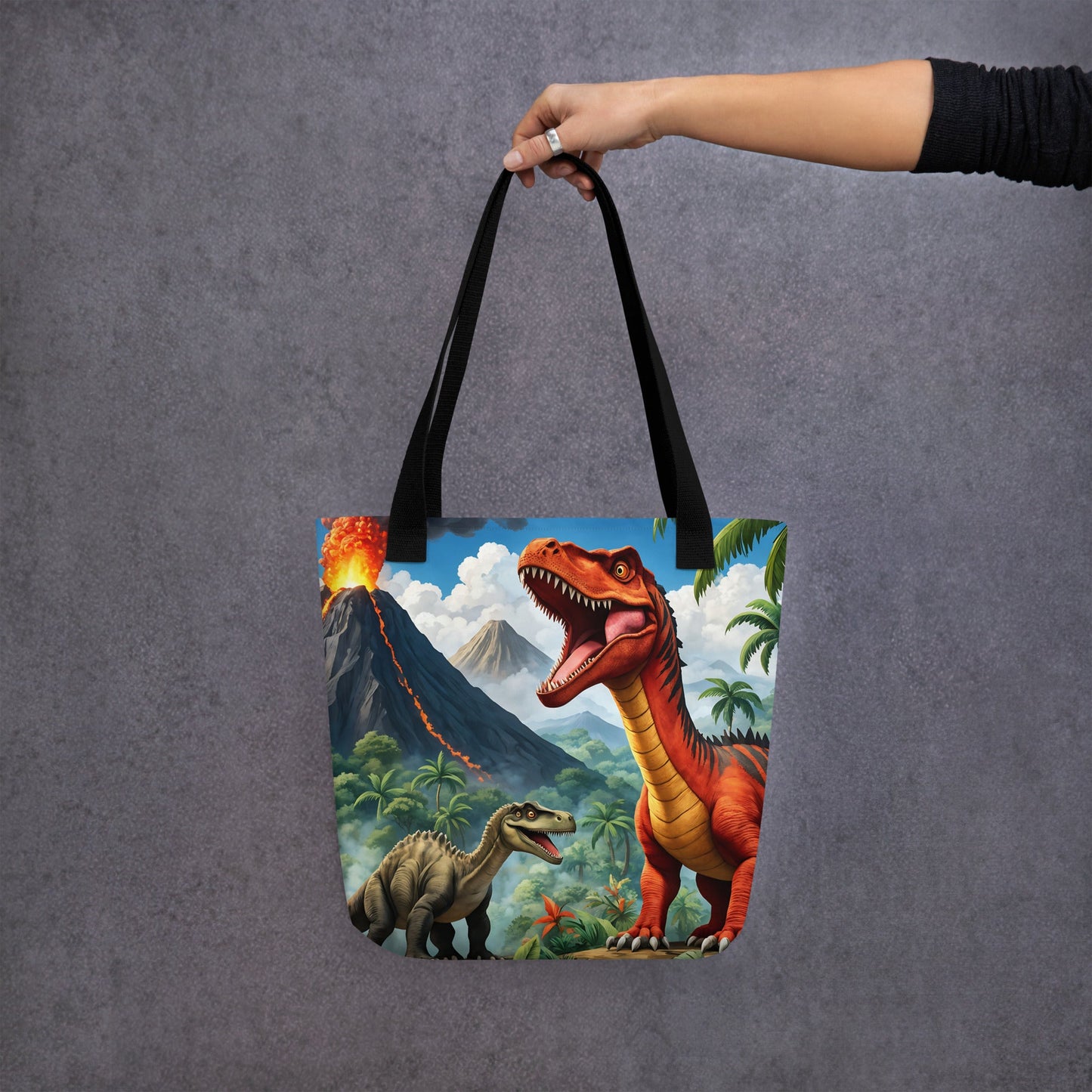 Volcano and Dinosaur Tote Bag - Tote Bags - Discovery Co.