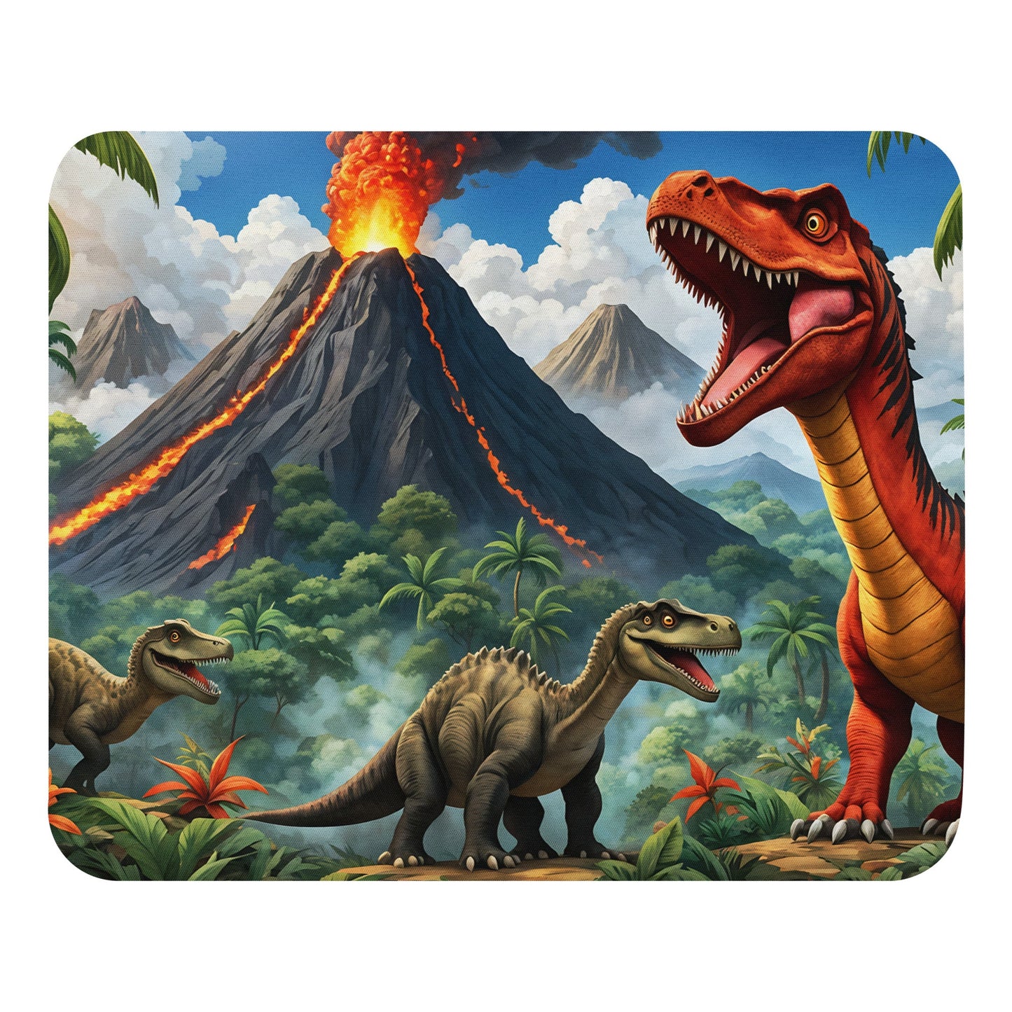 Volcano and Dinosaurs Mouse Pad - Mouse Pads - Discovery Co.