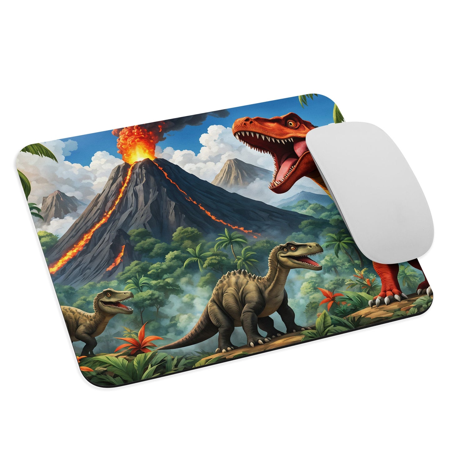 Volcano and Dinosaurs Mouse Pad - Mouse Pads - Discovery Co.