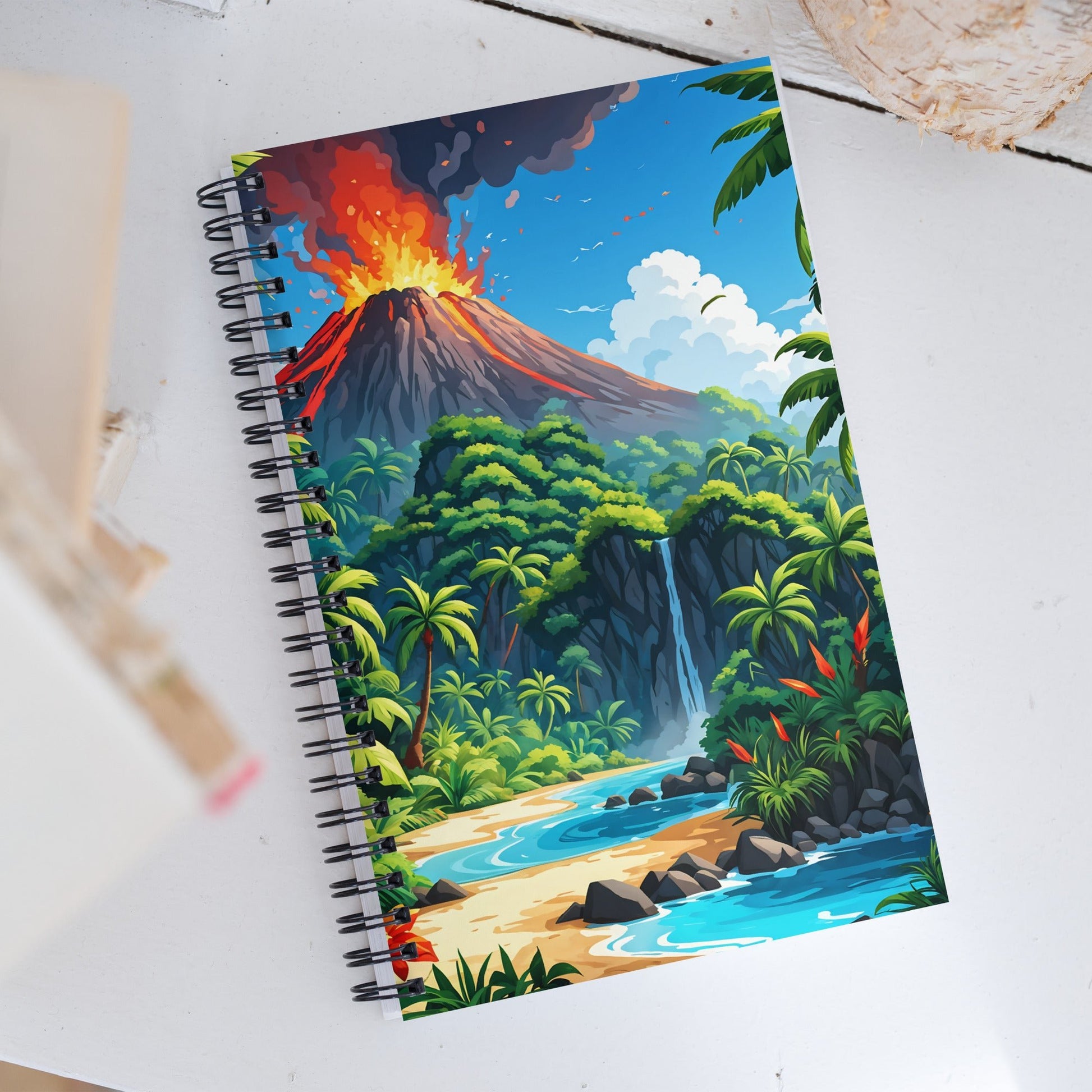 Volcano and Waterfall Spiral Notebook - Spiral Notebooks - Discovery Co.