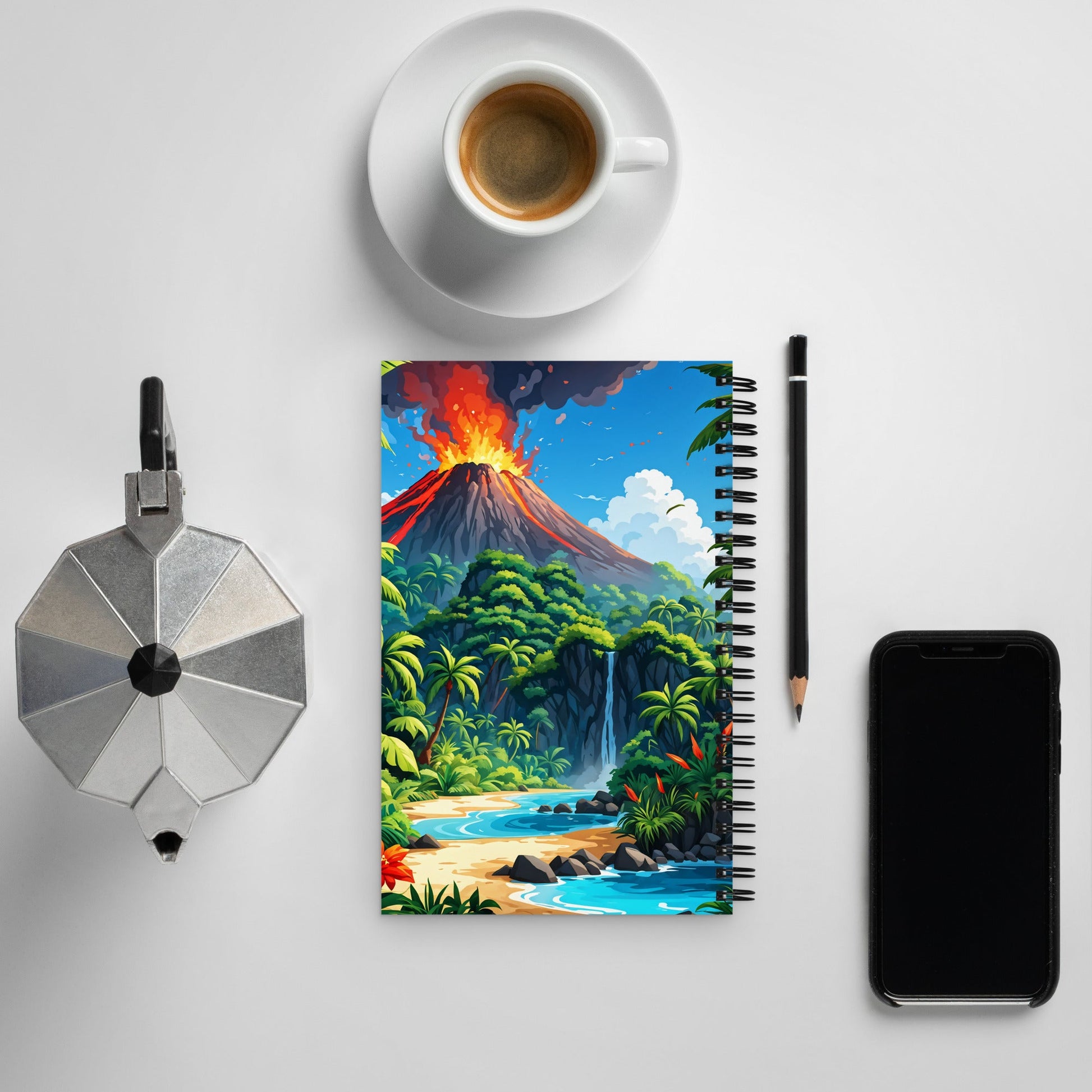 Volcano and Waterfall Spiral Notebook - Spiral Notebooks - Discovery Co.