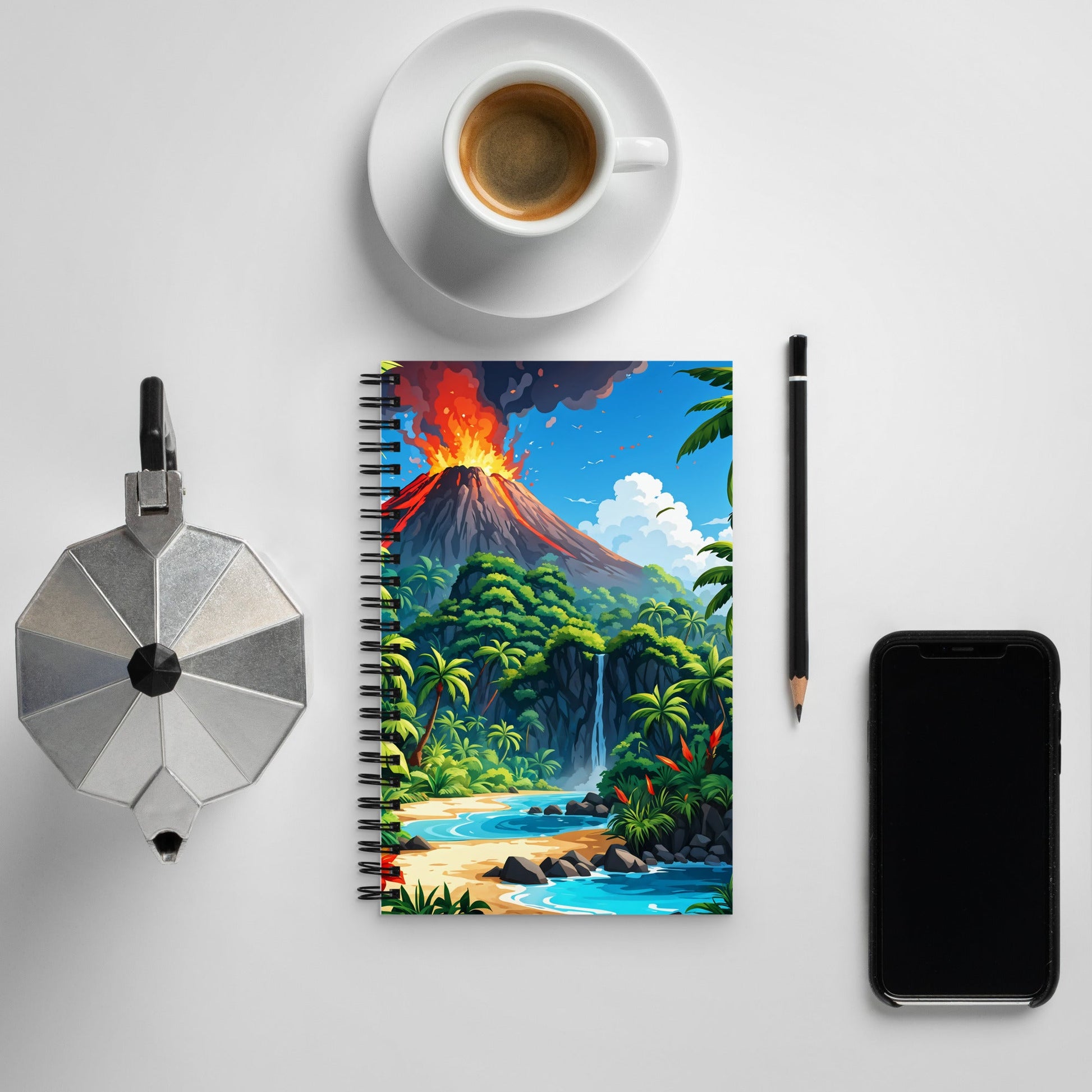 Volcano and Waterfall Spiral Notebook - Spiral Notebooks - Discovery Co.