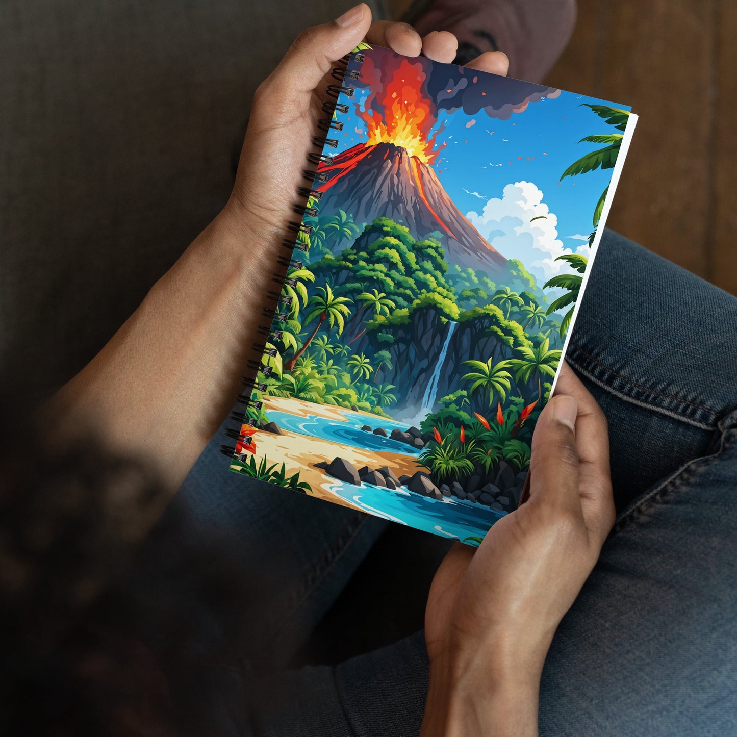 Volcano and Waterfall Spiral Notebook - Spiral Notebooks - Discovery Co.