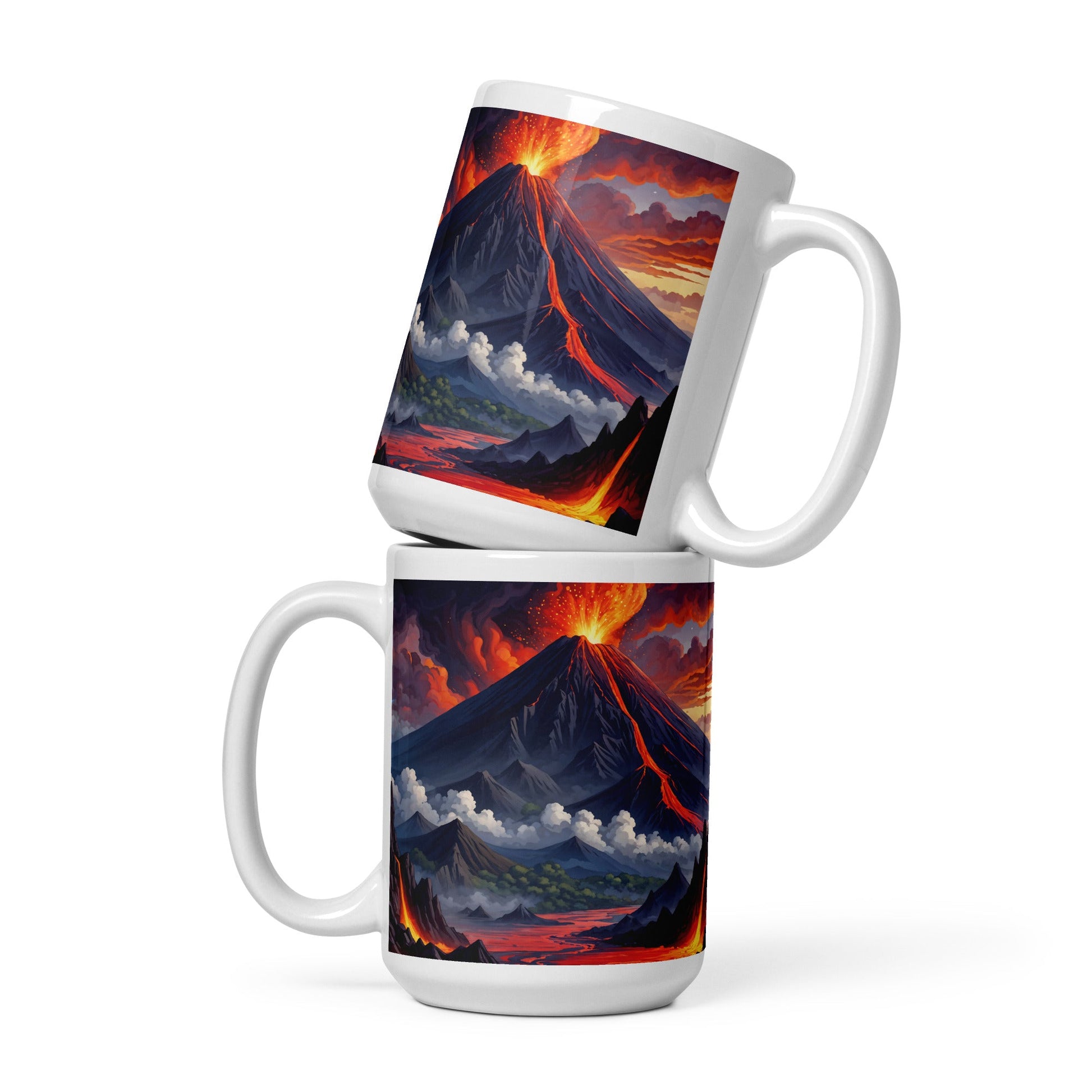 Volcano II White Glossy Mug (11 oz, 15 oz, 20 oz) - Discovery Co.