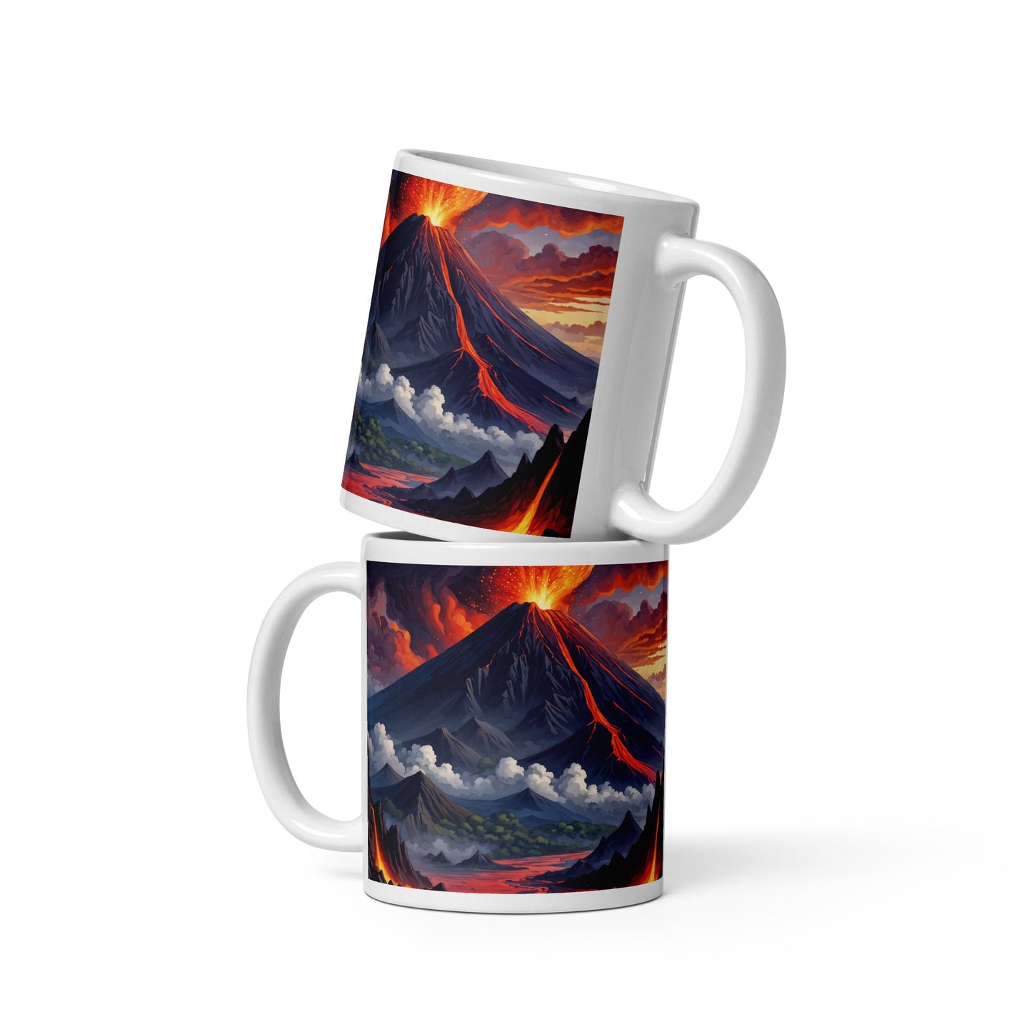 Volcano II White Glossy Mug (11 oz, 15 oz, 20 oz) - Discovery Co.