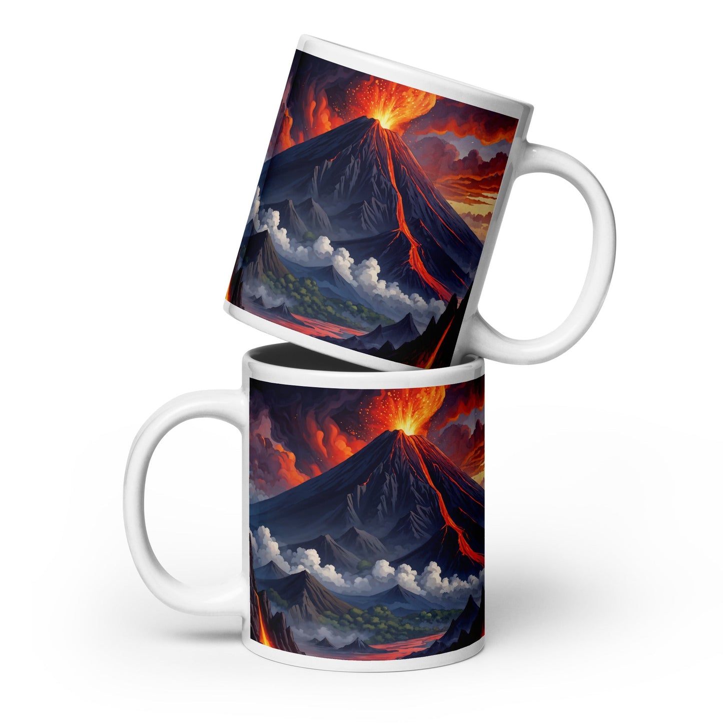 Volcano II White Glossy Mug (11 oz, 15 oz, 20 oz) - Discovery Co.