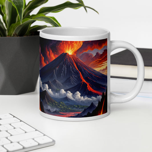 Volcano II White Glossy Mug (11 oz, 15 oz, 20 oz) - Mugs - Discovery Co.