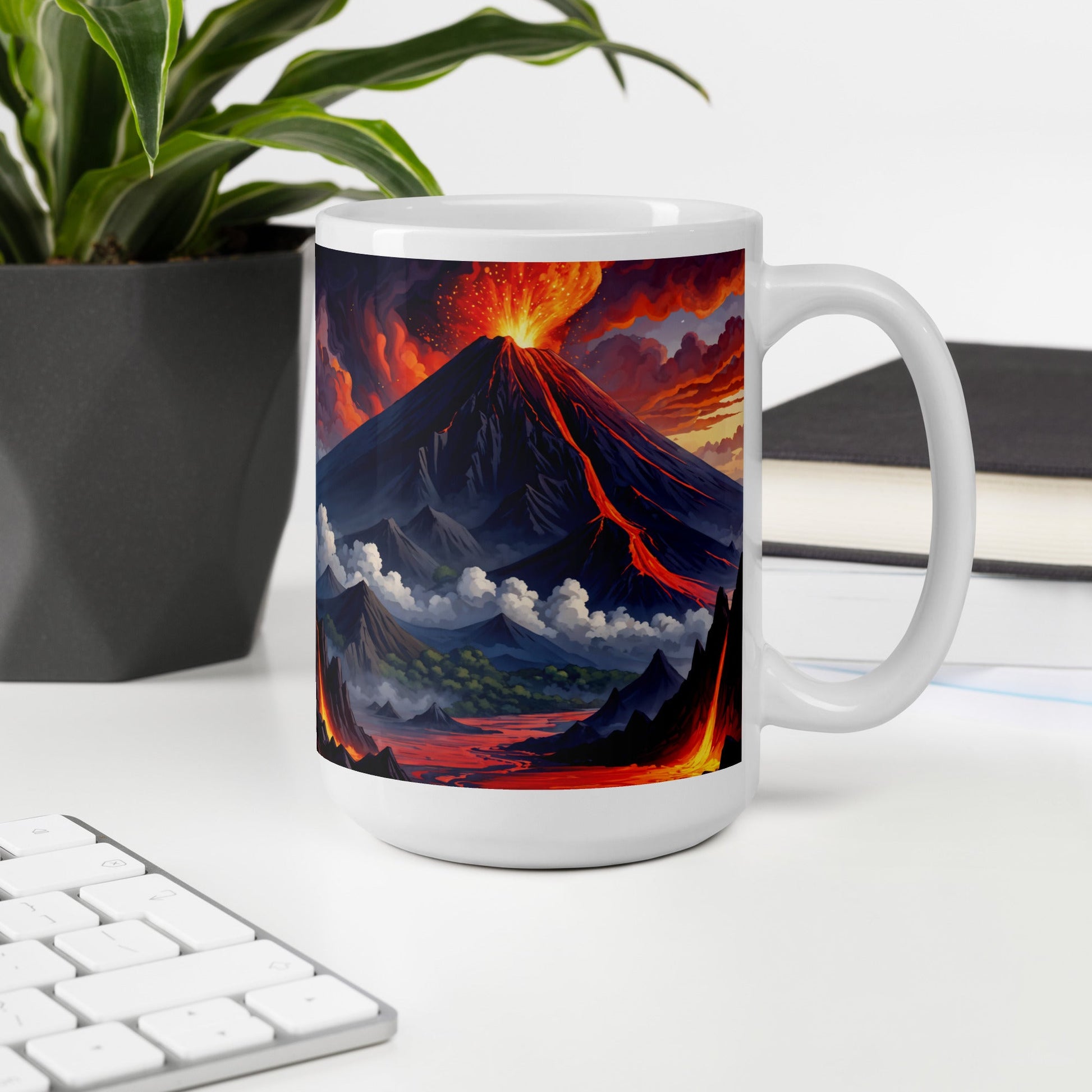 Volcano II White Glossy Mug (11 oz, 15 oz, 20 oz) - Mugs - Discovery Co.