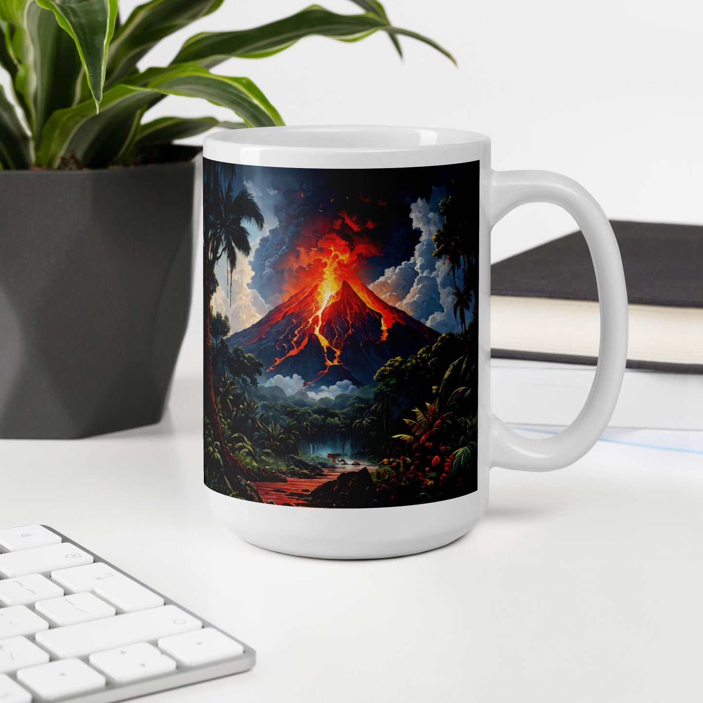 Volcano White Glossy Mug (11 oz, 15 oz, 20 oz) - Mugs - Discovery Co.