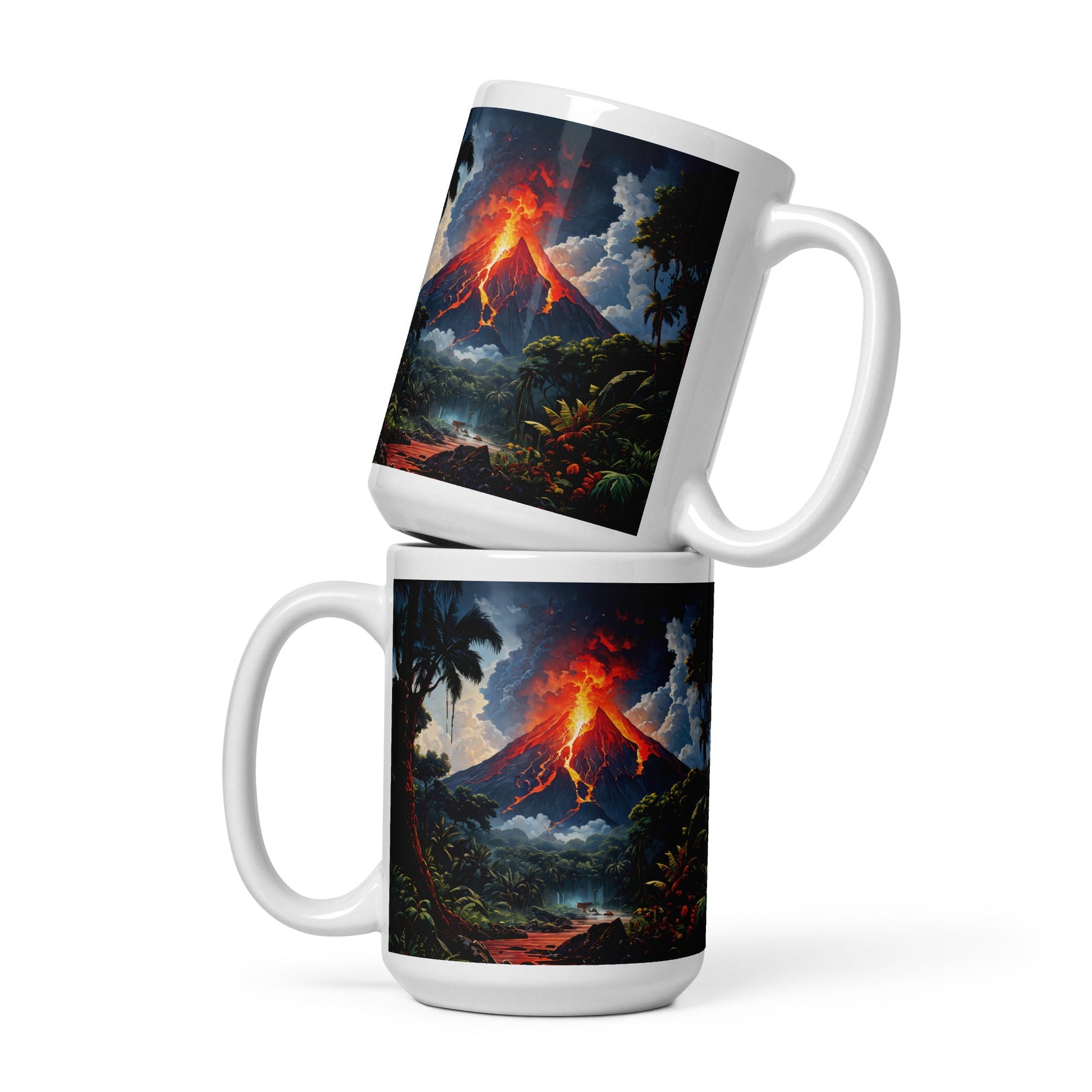 Volcano White Glossy Mug (11 oz, 15 oz, 20 oz) - Mugs - Discovery Co.