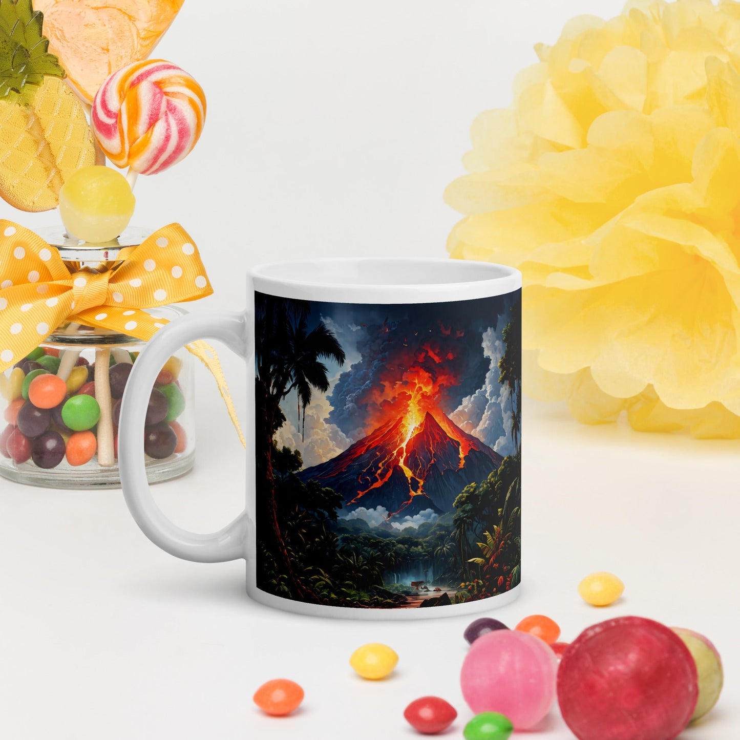 Volcano White Glossy Mug (11 oz, 15 oz, 20 oz) - Mugs - Discovery Co.