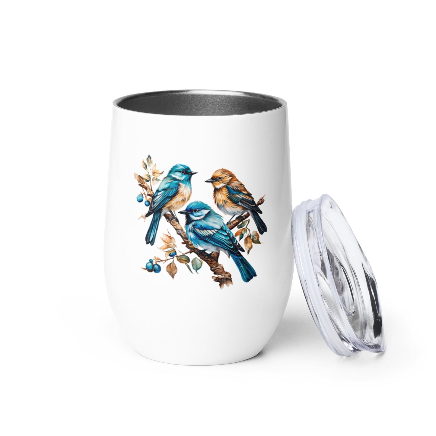 Watercolor Birds Stainless Steel Wine Tumbler - Steel Tumbler - Discovery Co.