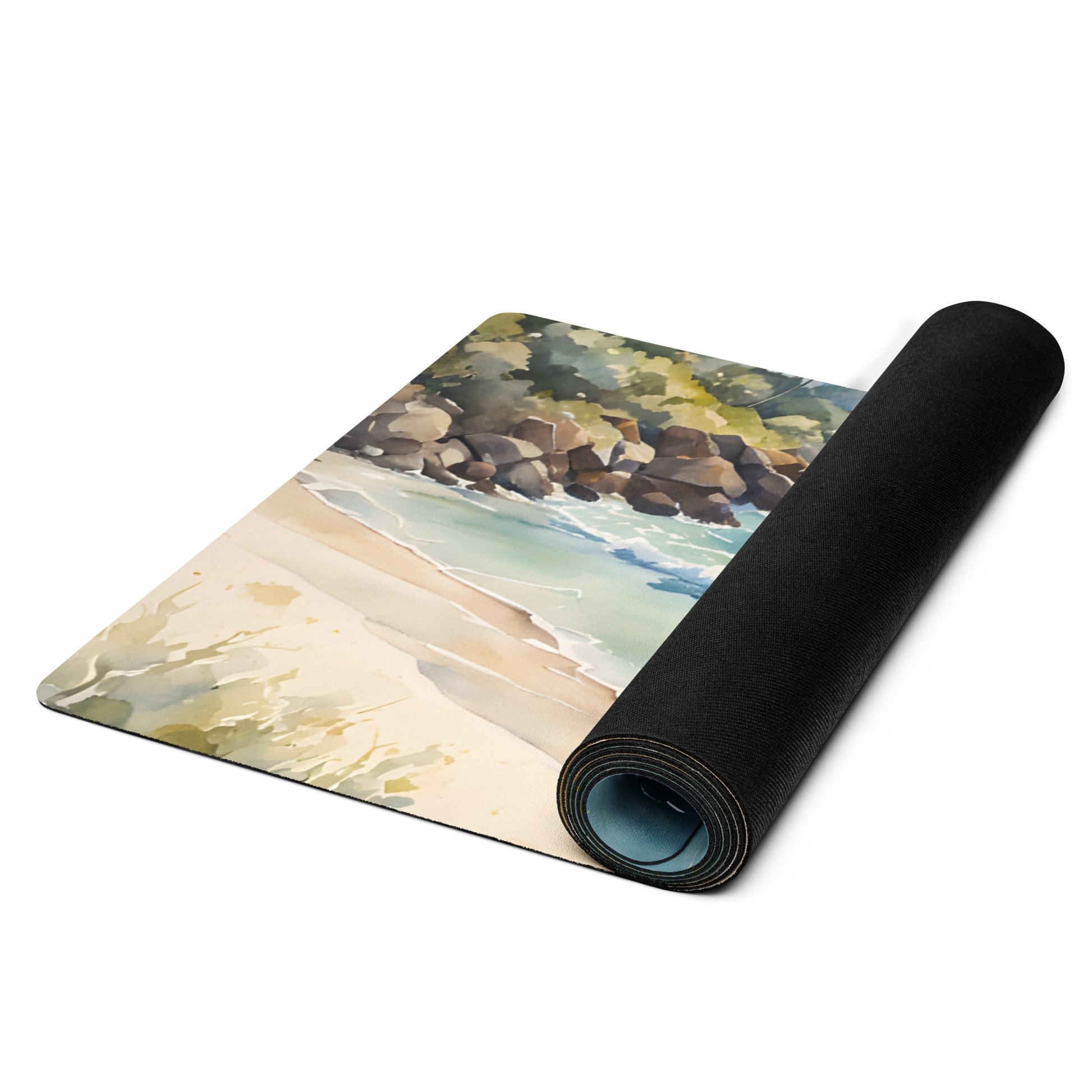 Watercolor Day At The Beach Yoga Mat - Yoga Mat - Discovery Co.