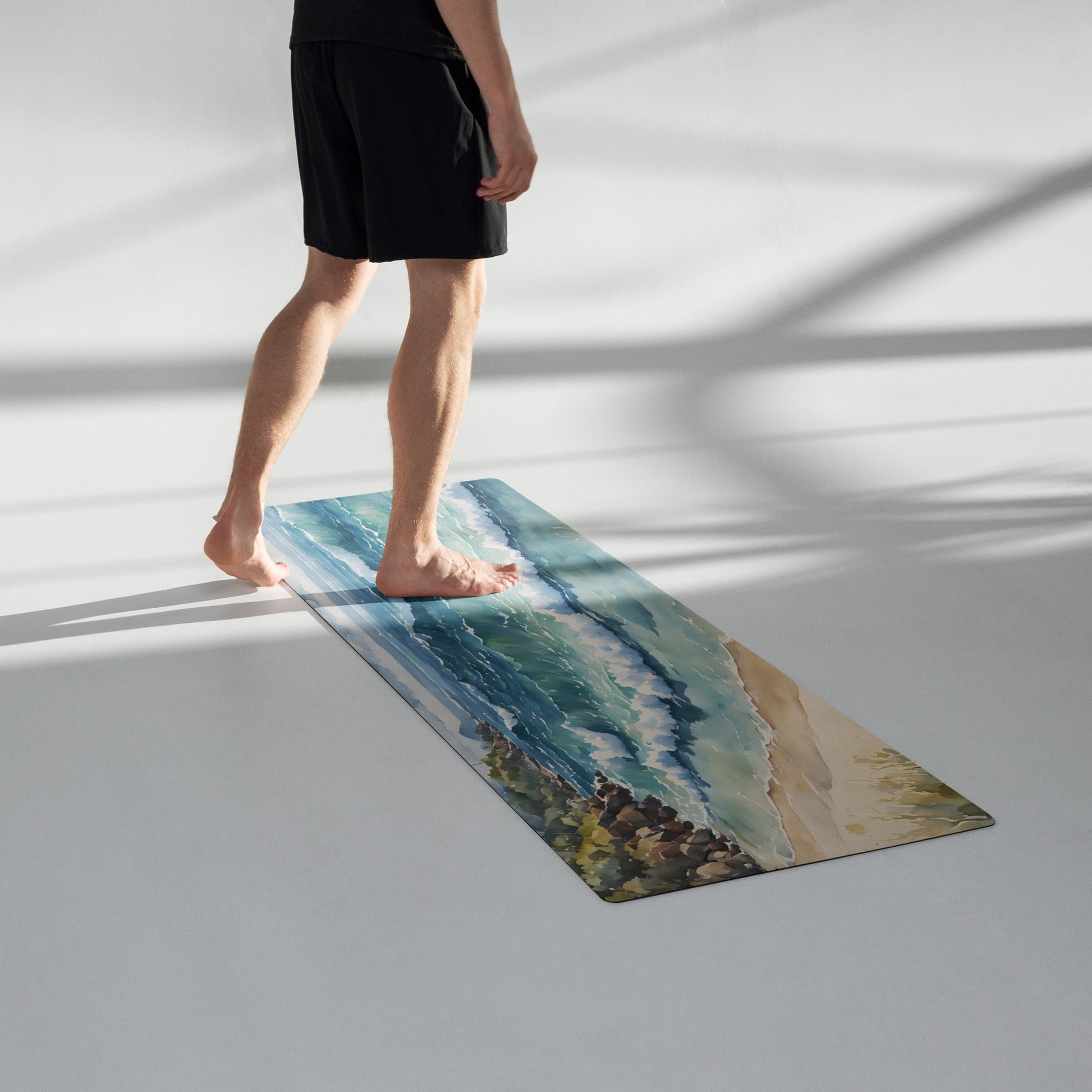 Watercolor Day At The Beach Yoga Mat - Yoga Mat - Discovery Co.