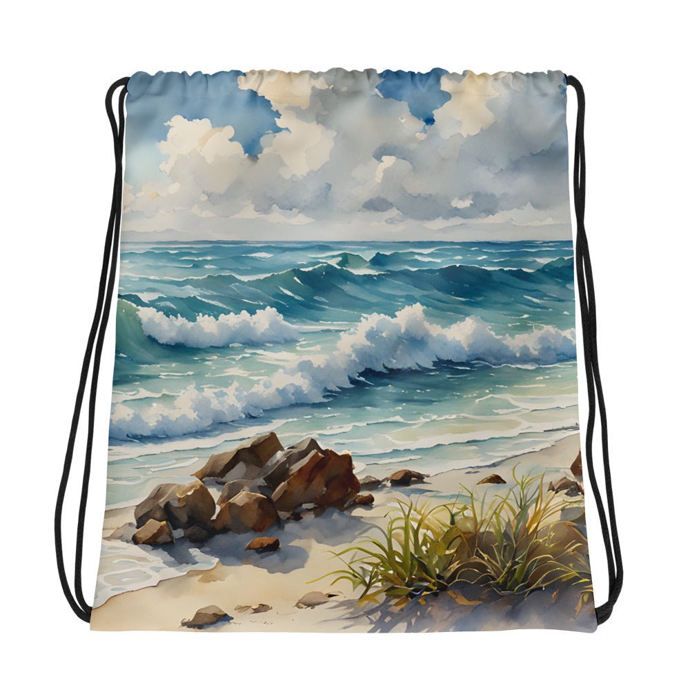Watercolor Seashore Drawstring Bag - Drawstring Bag - Discovery Co.