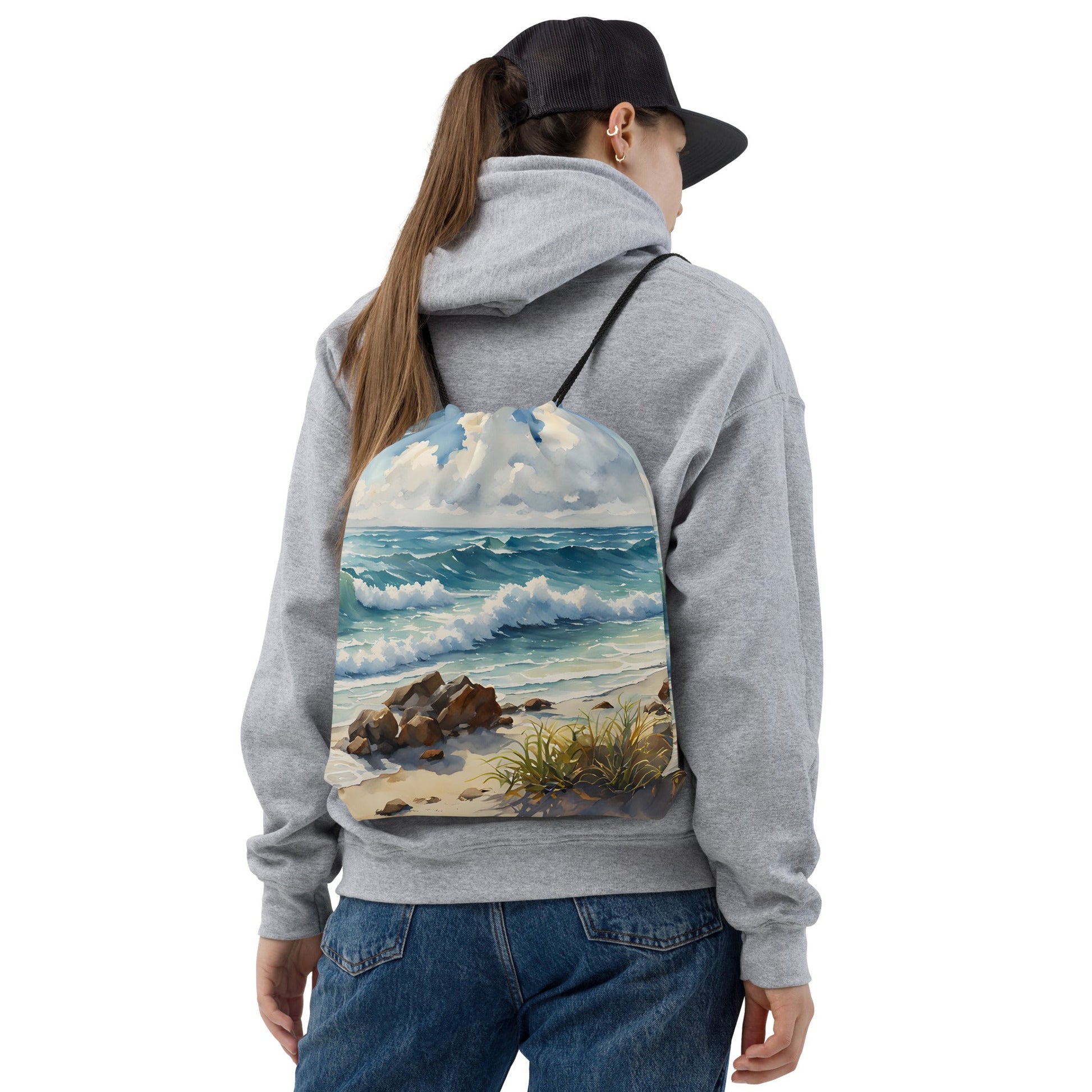 Watercolor Seashore Drawstring Bag - Drawstring Bag - Discovery Co.