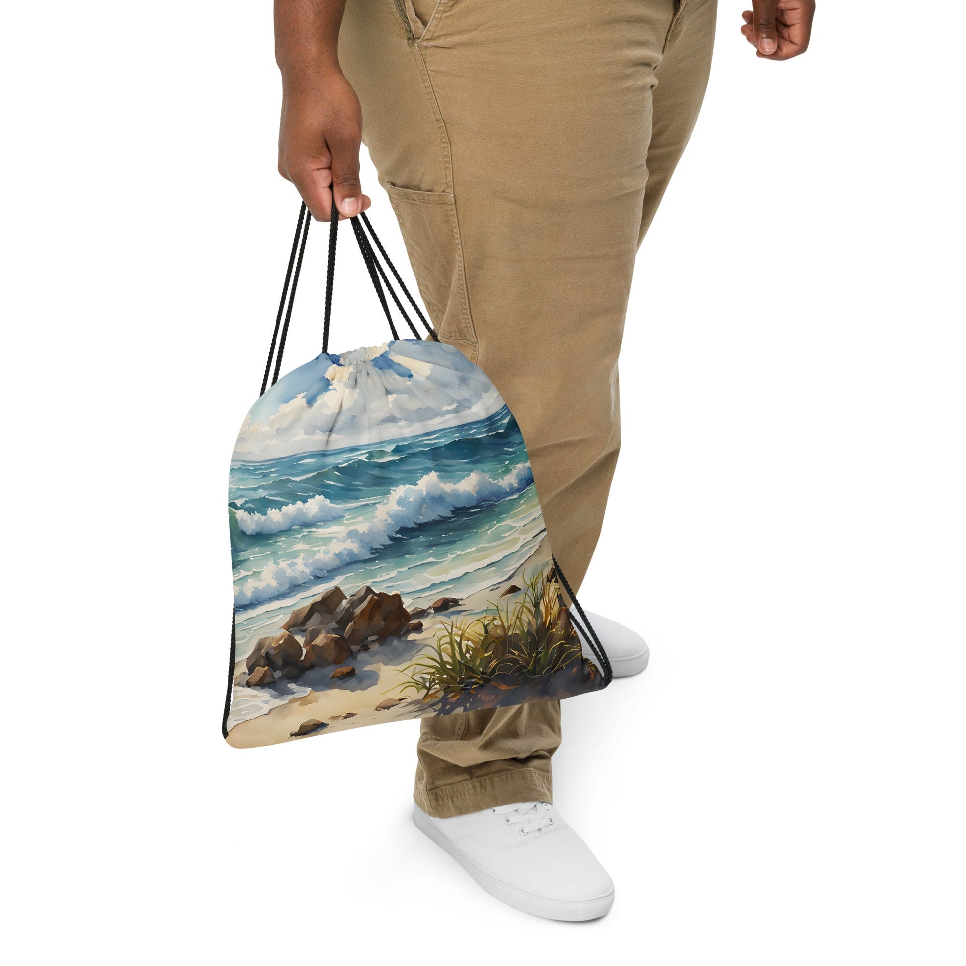 Watercolor Seashore Drawstring Bag - Drawstring Bag - Discovery Co.