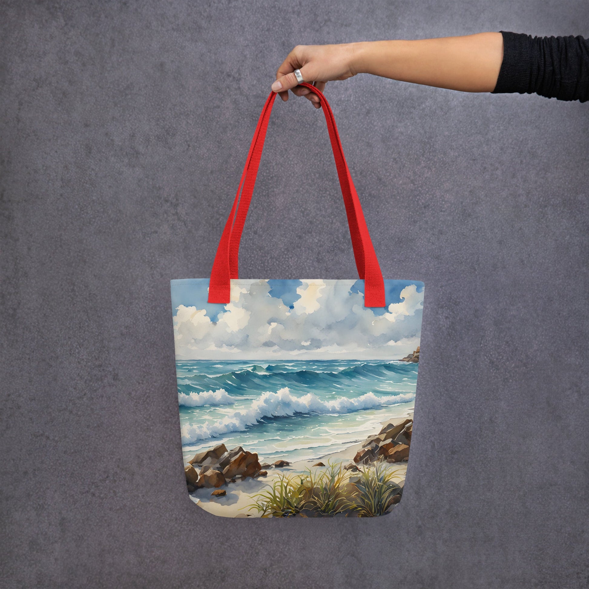 Watercolor Seashore Tote Bag - Tote Bags - Discovery Co.