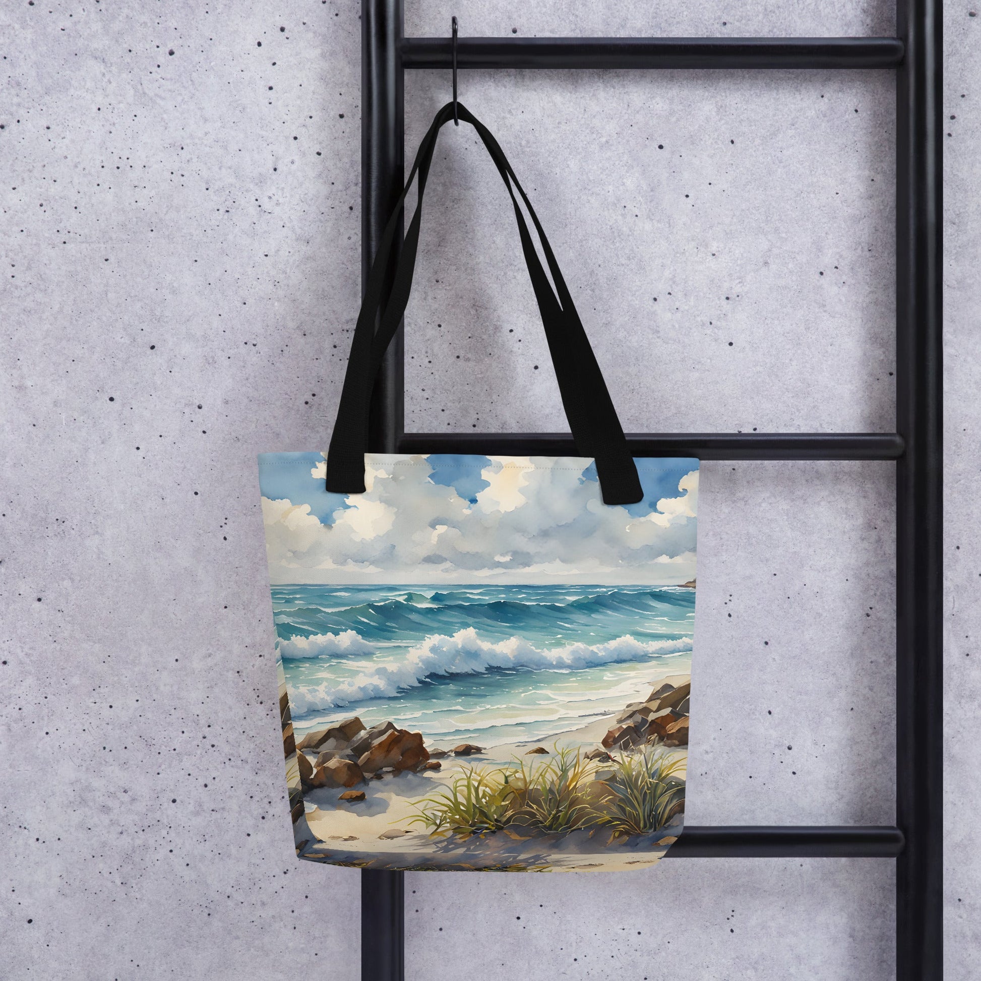 Watercolor Seashore Tote Bag - Tote Bags - Discovery Co.