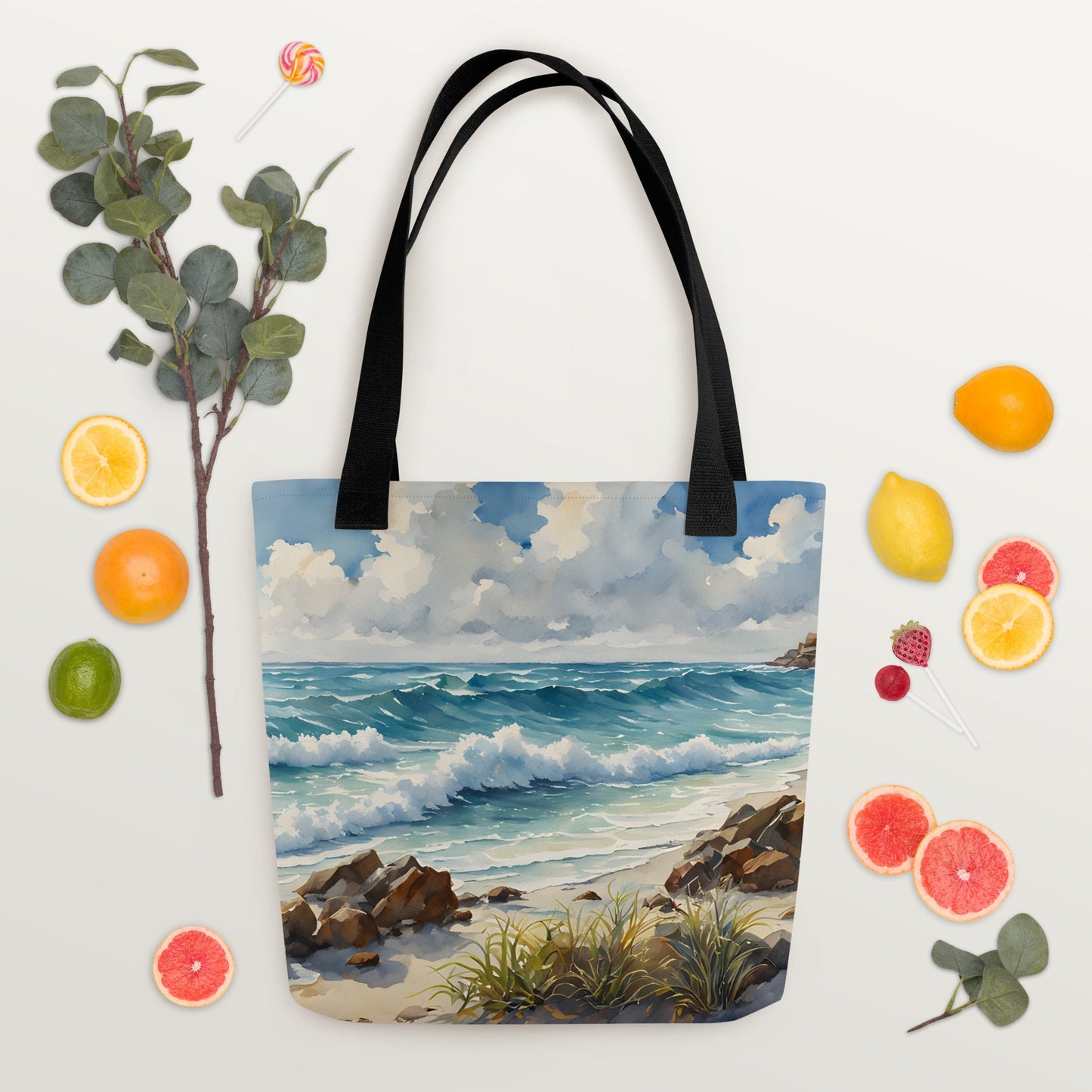 Watercolor Seashore Tote Bag - Tote Bags - Discovery Co.