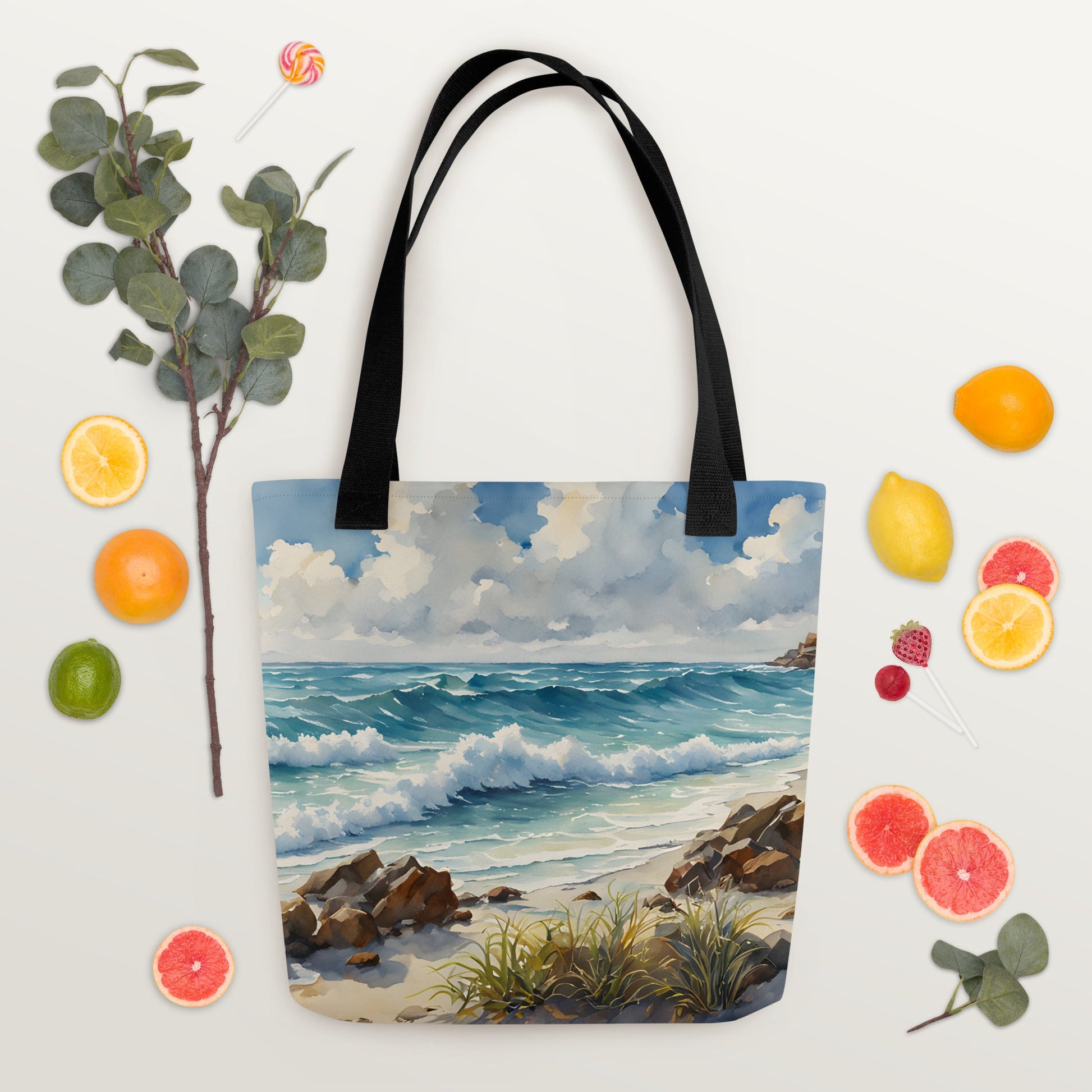 Watercolor Seashore Tote Bag - Tote Bags - Discovery Co.