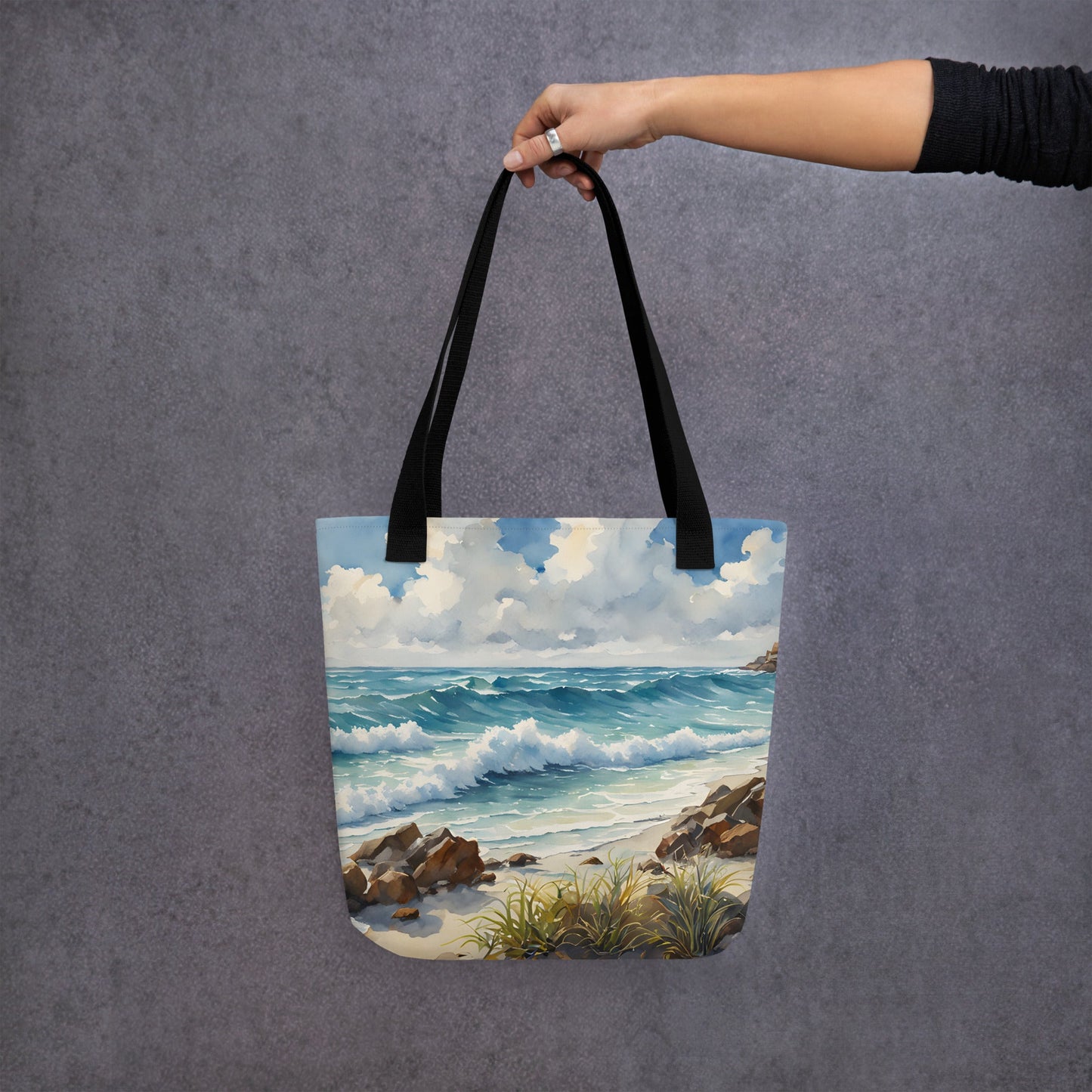 Watercolor Seashore Tote Bag - Tote Bags - Discovery Co.