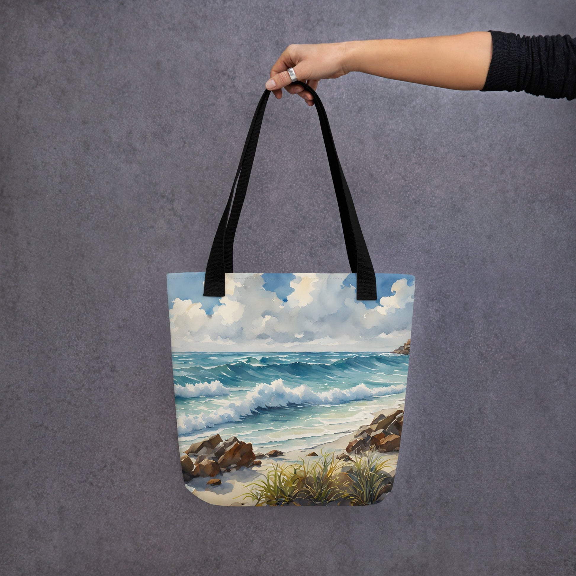 Watercolor Seashore Tote Bag - Tote Bags - Discovery Co.