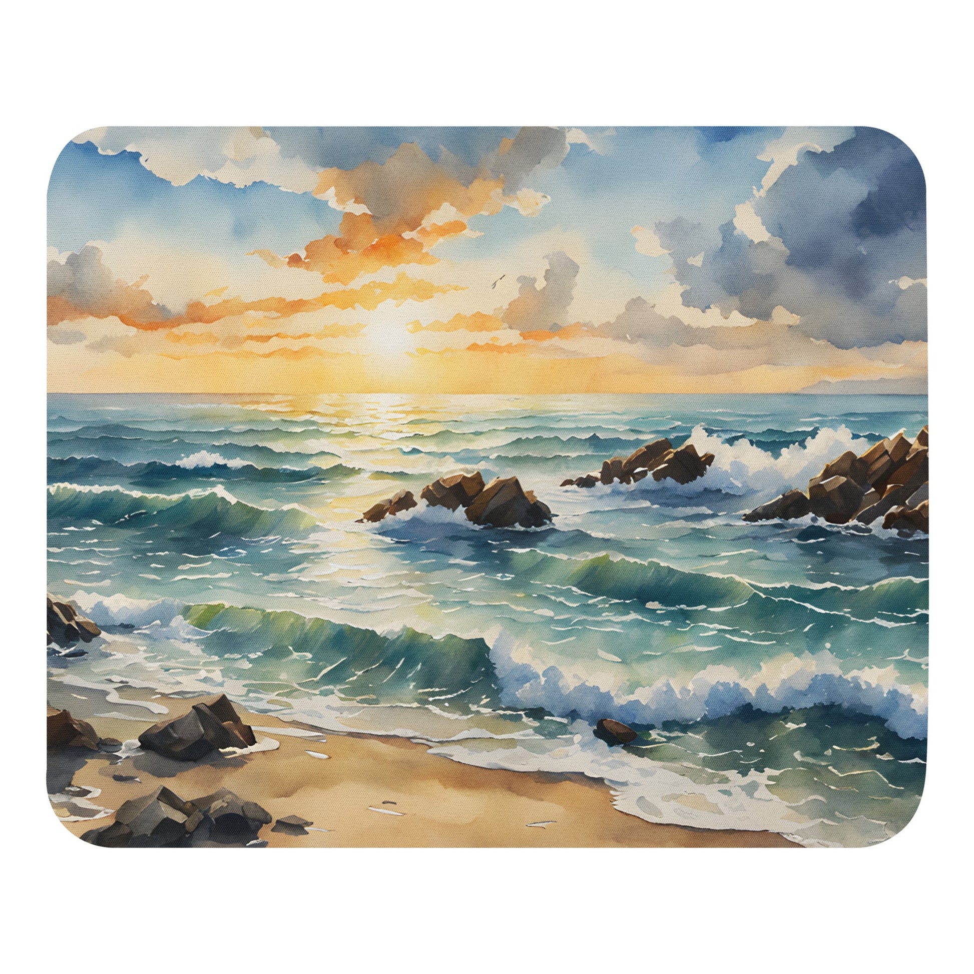 Watercolor Sunset Beach Mouse Pad - Mouse Pads - Discovery Co.