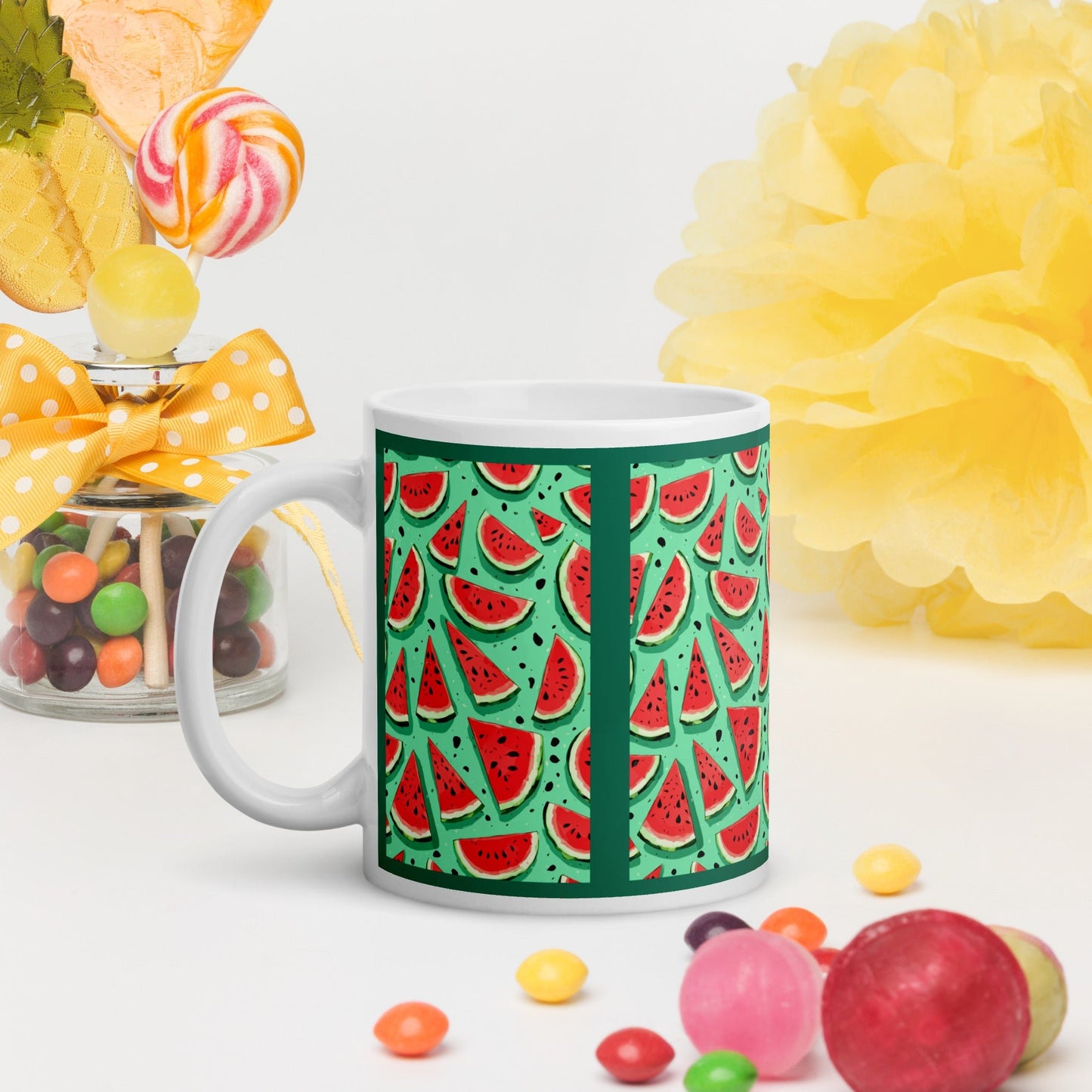 Watermelon White Glossy Mug (11 oz, 15 oz, 20 oz) - Mugs - Discovery Co.