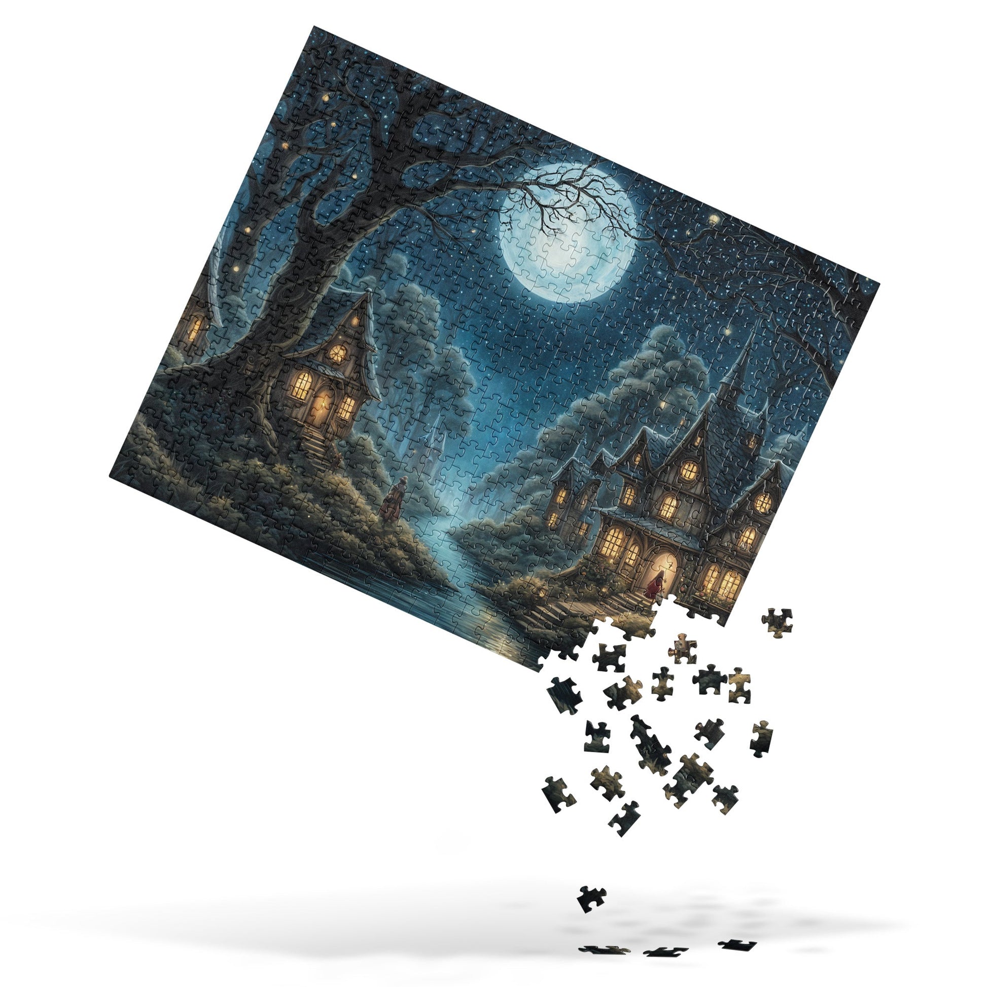 Whimsical Forest Village After Nightfall Jigsaw Puzzle - Puzzle - Discovery Co.