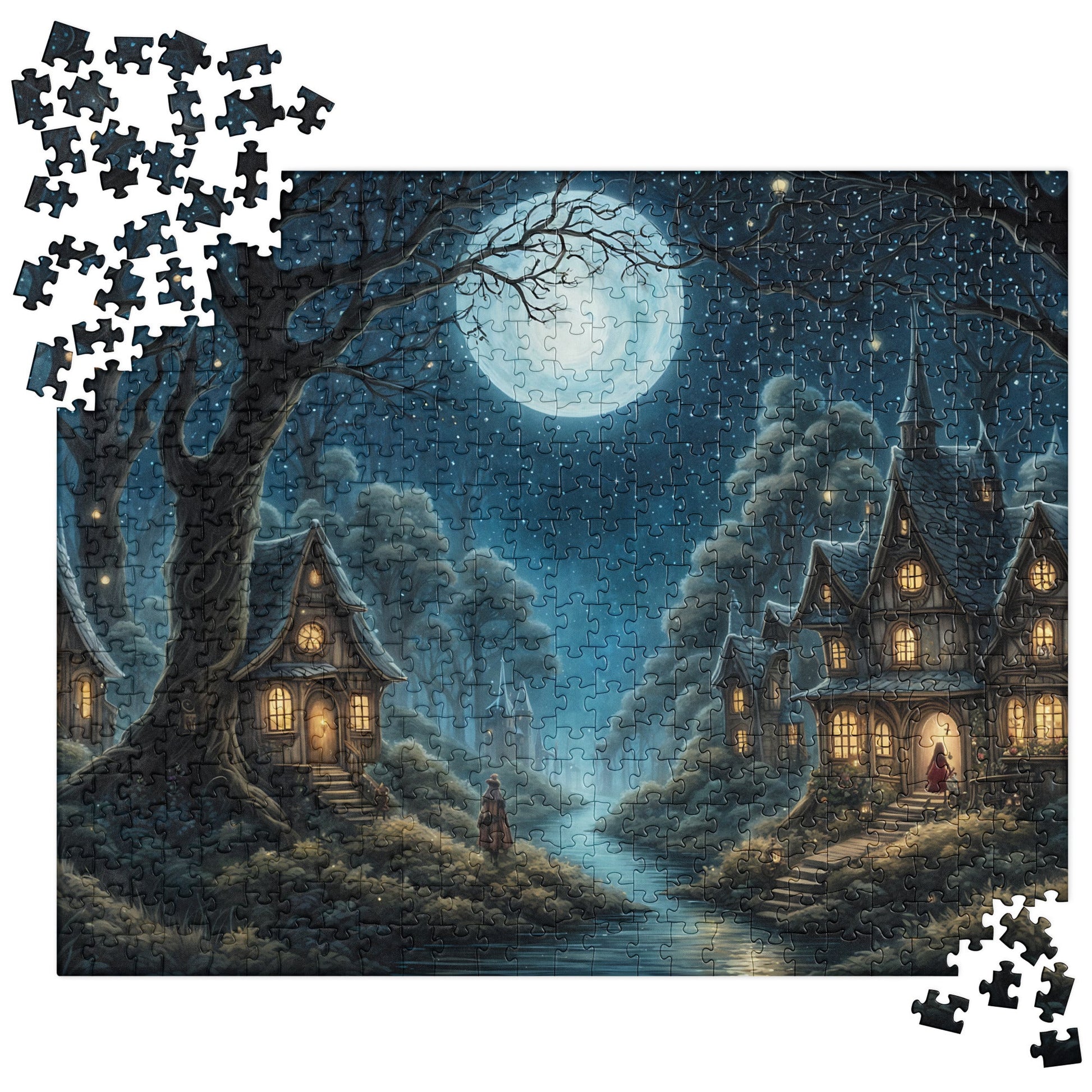 Whimsical Forest Village After Nightfall Jigsaw Puzzle - Puzzle - Discovery Co.