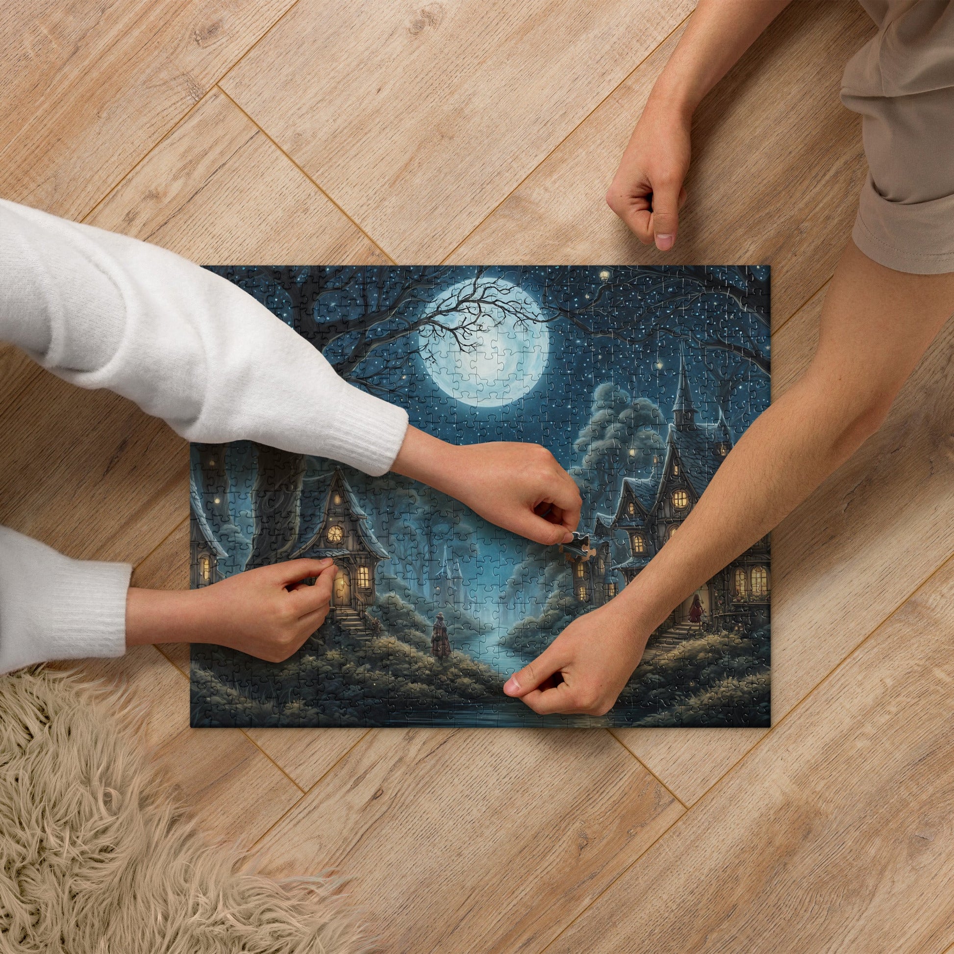 Whimsical Forest Village After Nightfall Jigsaw Puzzle - Puzzle - Discovery Co.