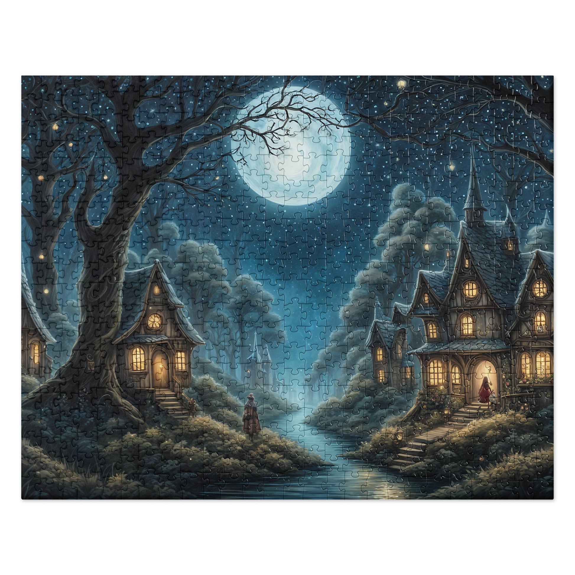 Whimsical Forest Village After Nightfall Jigsaw Puzzle - Puzzle - Discovery Co.