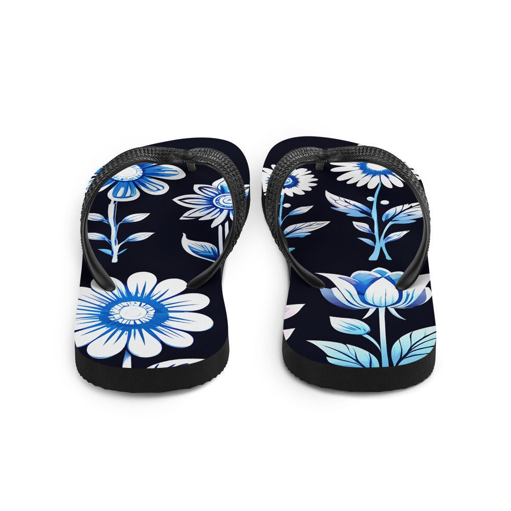 White and Blue Flowers Flip-Flops - Footwear - Discovery Co.