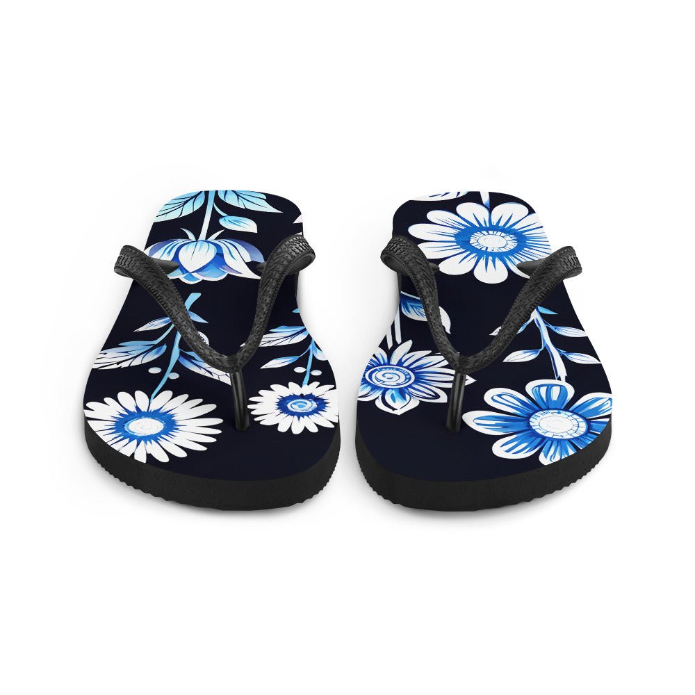 White and Blue Flowers Flip-Flops - Footwear - Discovery Co.