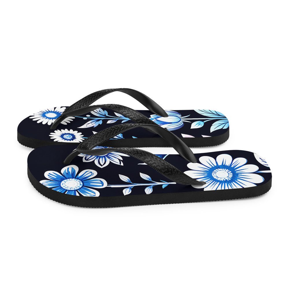 White and Blue Flowers Flip-Flops - Footwear - Discovery Co.