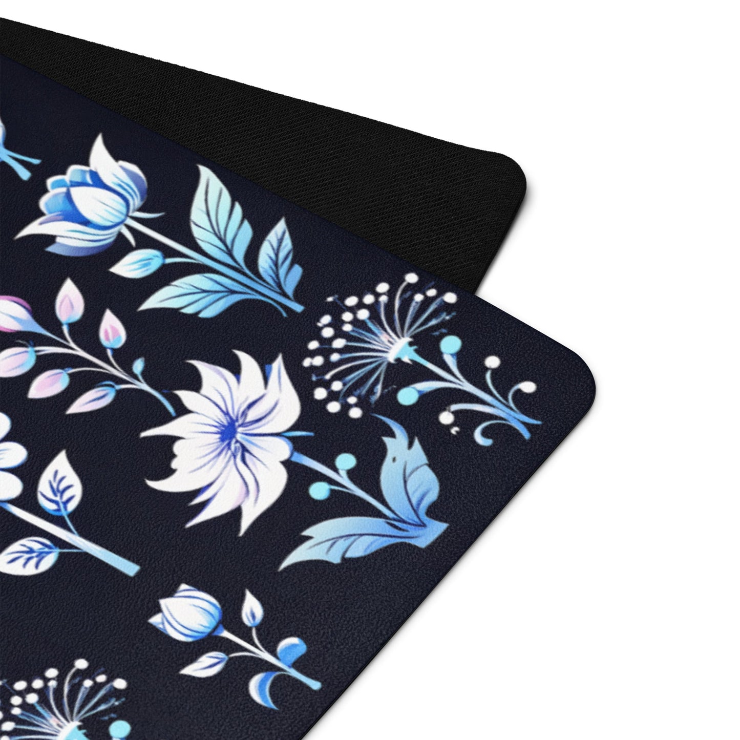 White and Blue Flowers Yoga Mat - Discovery Co.