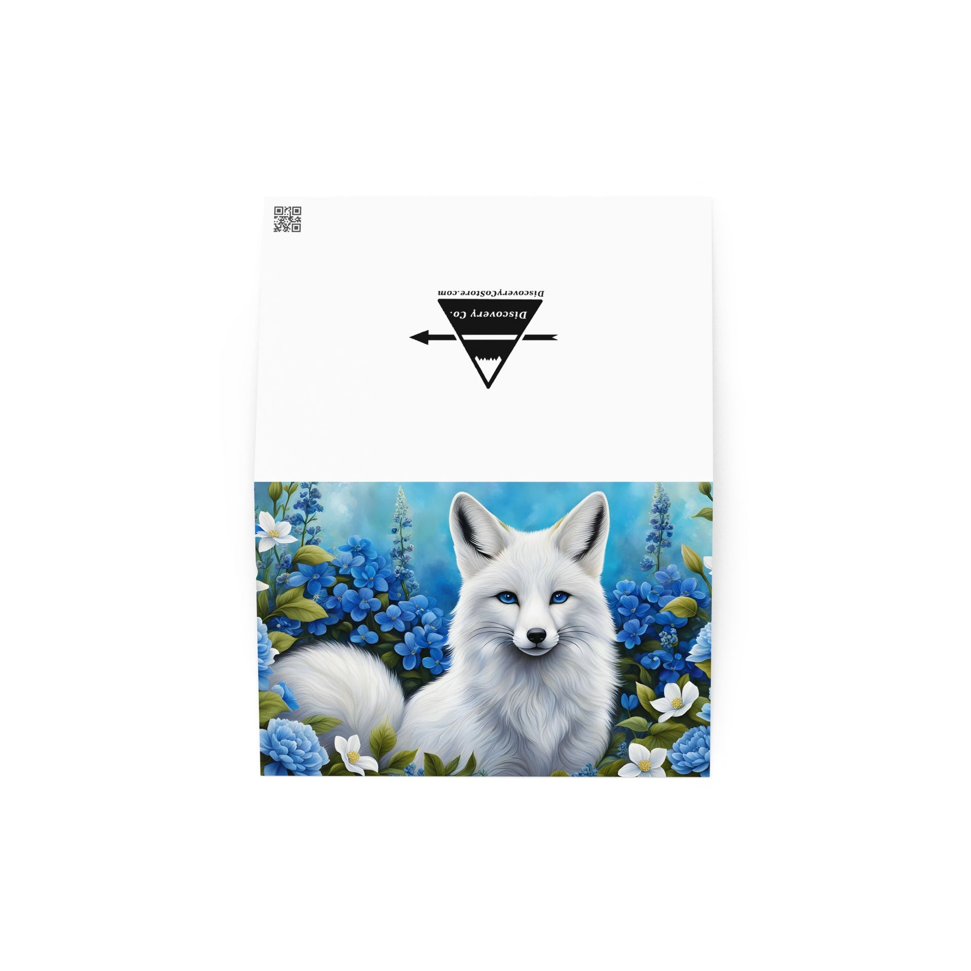 White Fox And Blue Flowers Greeting Card - Greeting Card - Discovery Co.