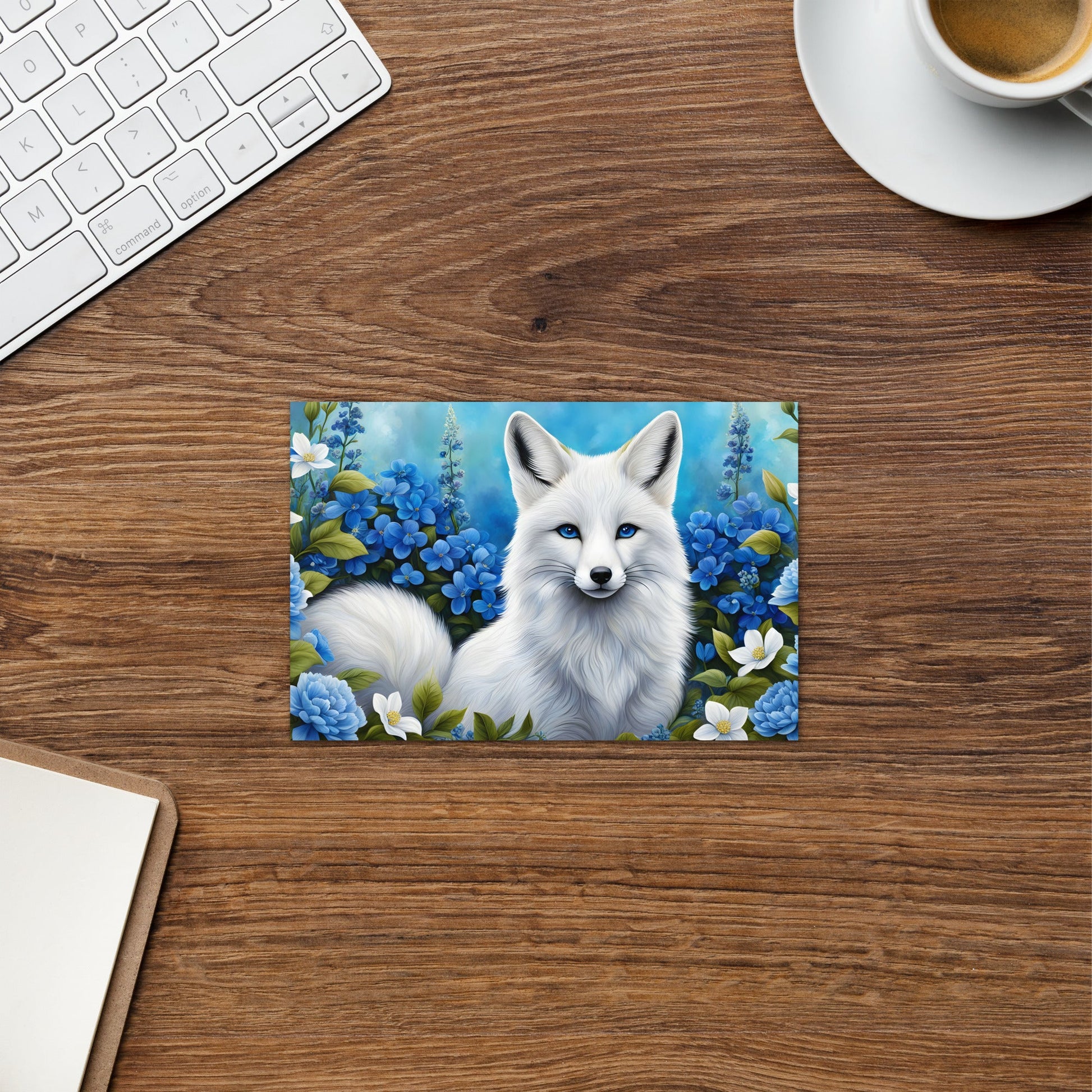White Fox And Blue Flowers Greeting Card - Greeting Card - Discovery Co.