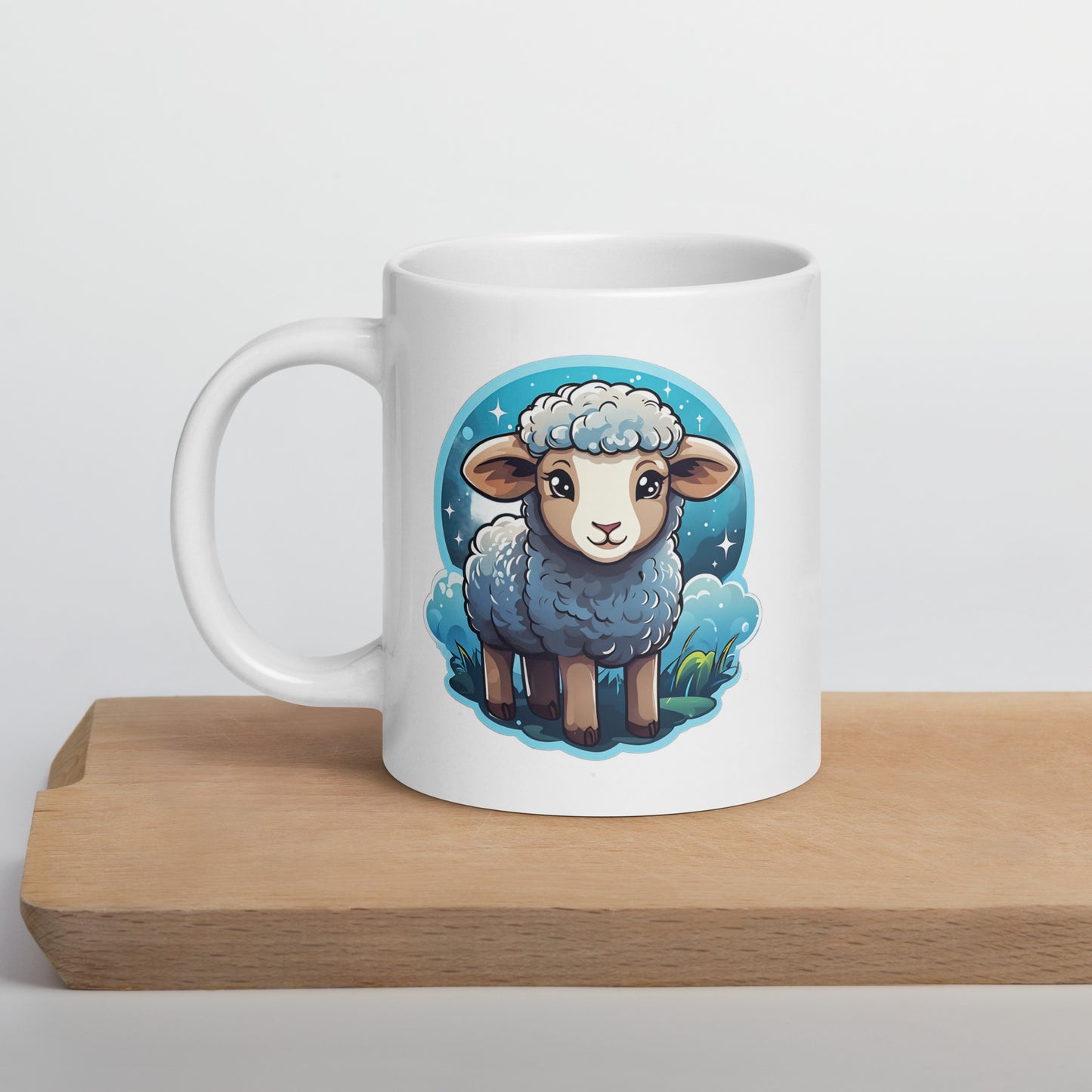 Cute Lamb White Glossy Mug (11 oz, 15 oz, 20 oz)