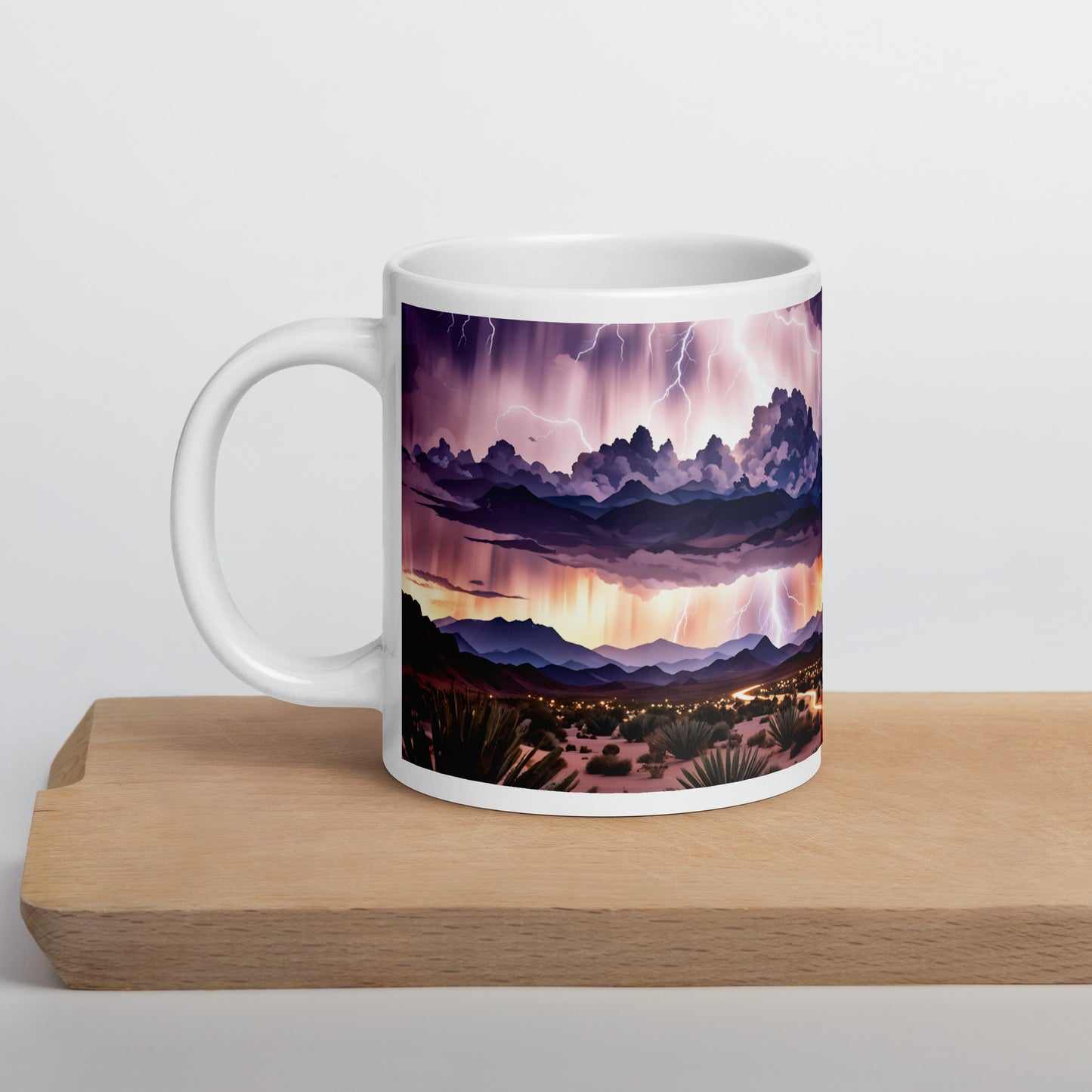 Lightning Over The Desert II White Glossy Mug (11 oz, 15 oz, 20 oz)