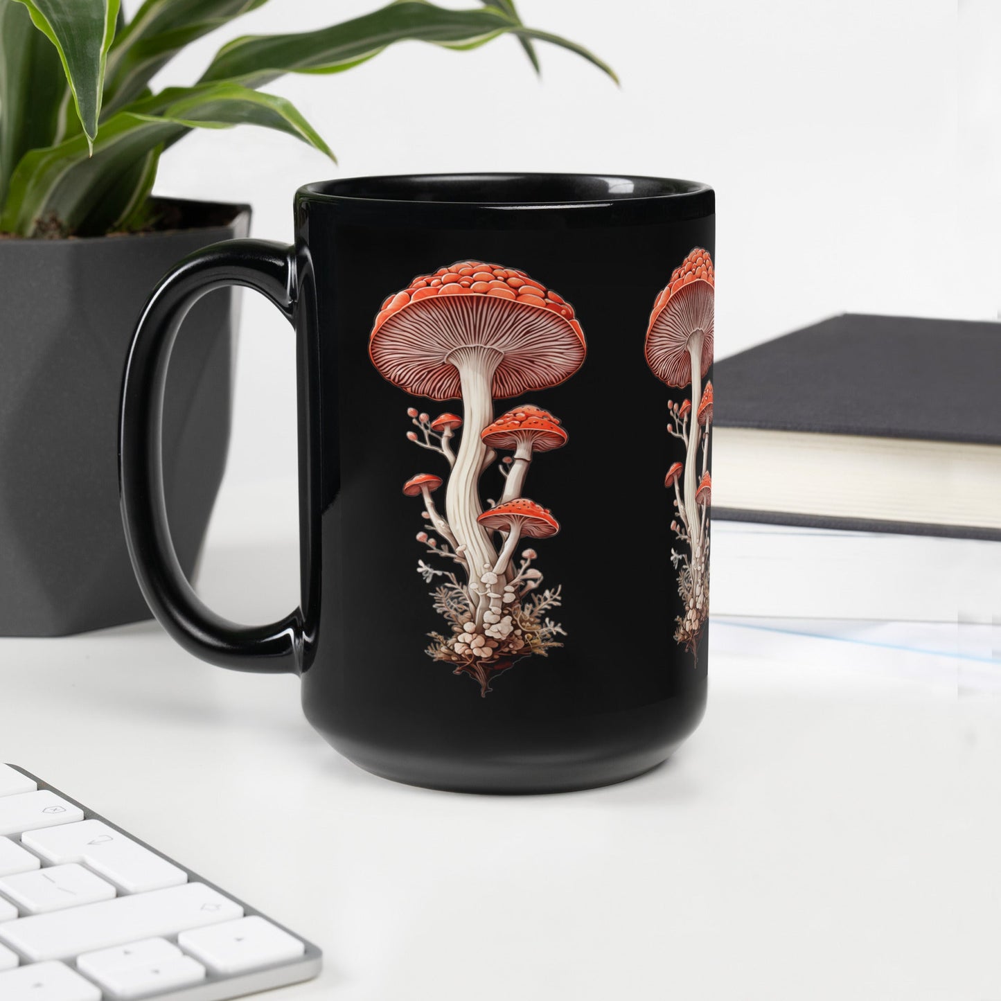 Wild Mushrooms Black Glossy Mug (11 oz, 15 oz) - Mugs - Discovery Co.